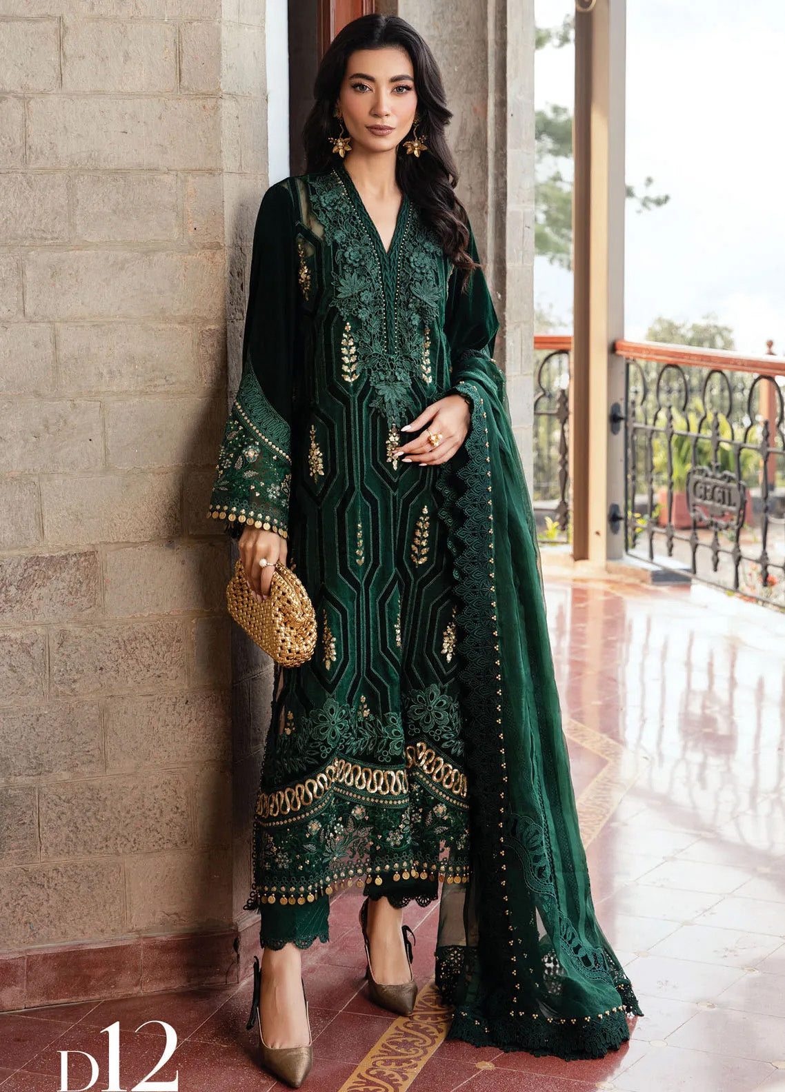 Maria B Winter Luxe Embroidered Velvet 3 Piece Unstitched Suit MB24WL DL-1212