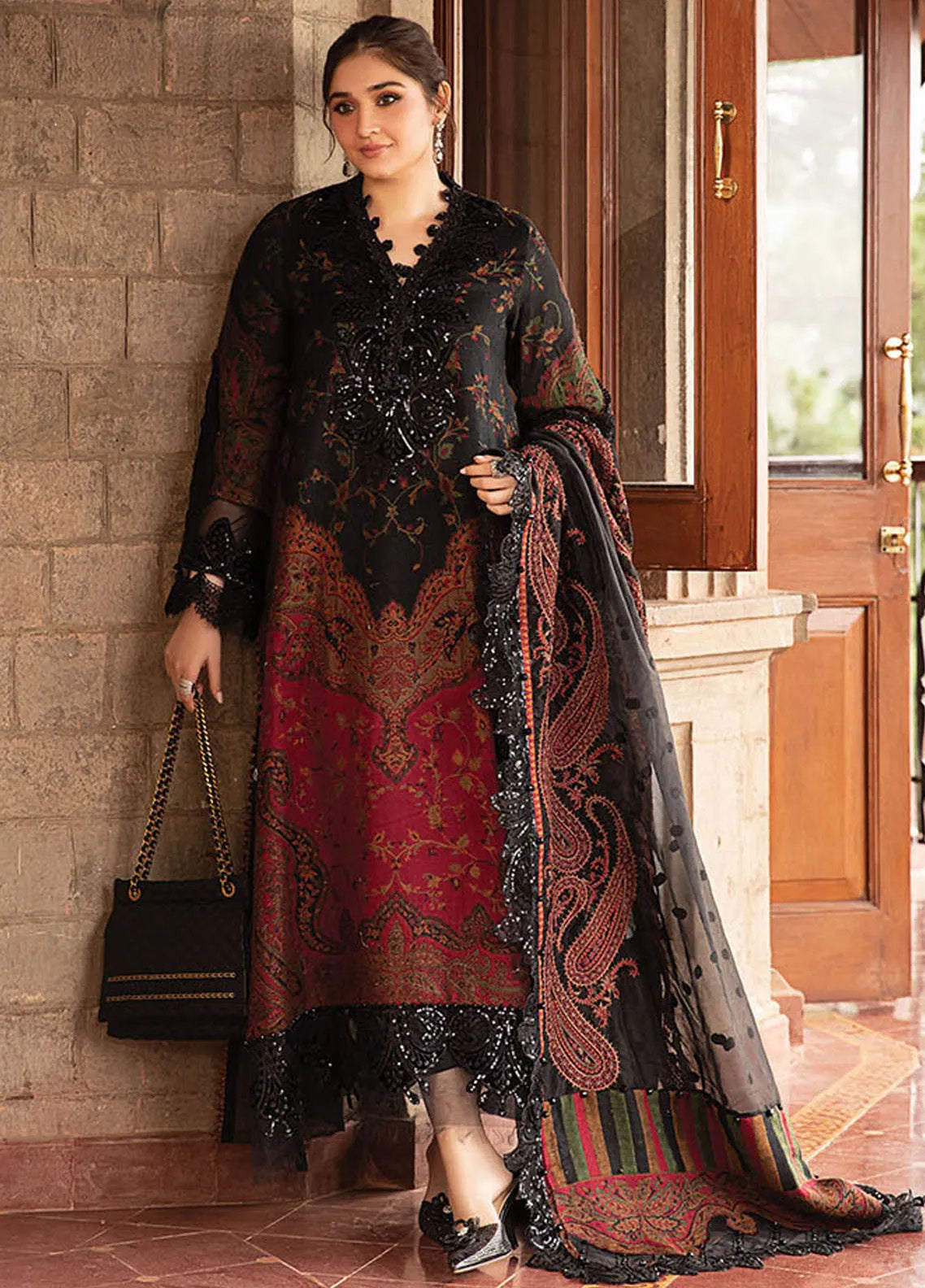 Maria B Winter Luxe Embroidered Woven 3 Piece Unstitched Suit MB24WL DL-1204