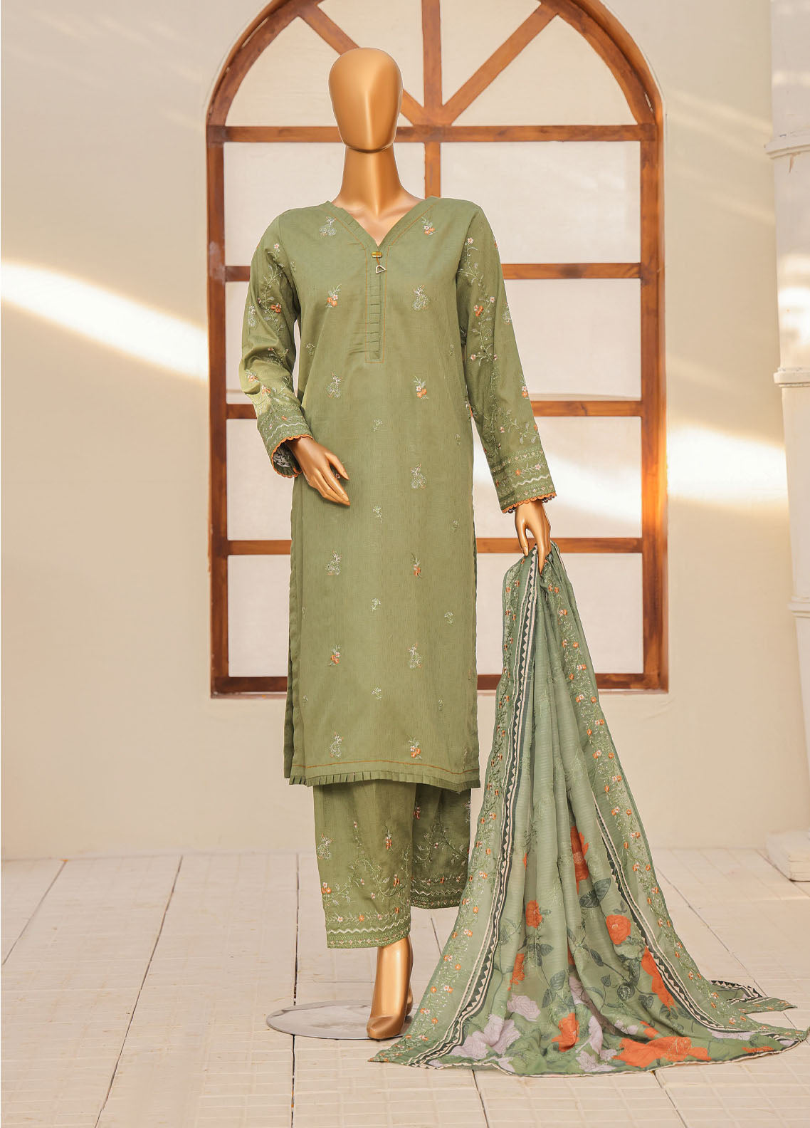Mayaar By HZ Textiles Embroidered Cotton 3 Piece Unstitched Suit HZ25M D-MEC-03