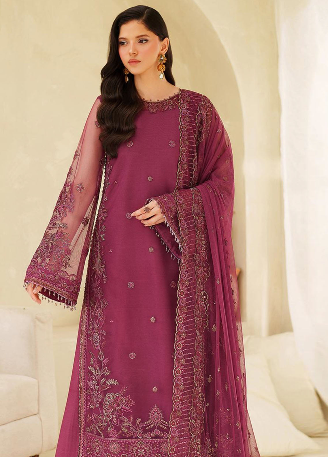 Meesa By Zarif Luxur Formals Embroidered Net 3 Piece Unstitched Suit ZF25MLF D-03 ORILA