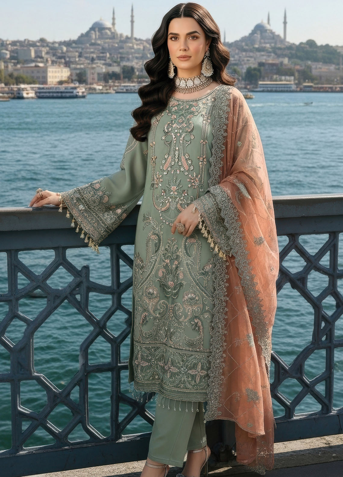 Mehr-E-Mah By Imrozia Premium Embroidered Chiffon 3 Piece Unstitched Suit IM25MMFI D-I-245 DILARA SULTAN