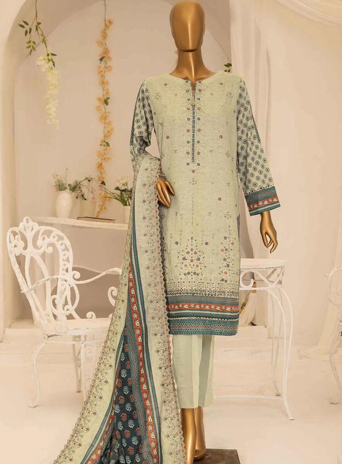 Meraki By HZ Textile Embroidered Khaddar 3 Piece Unstitched Suit HZ24M D-MKE-02