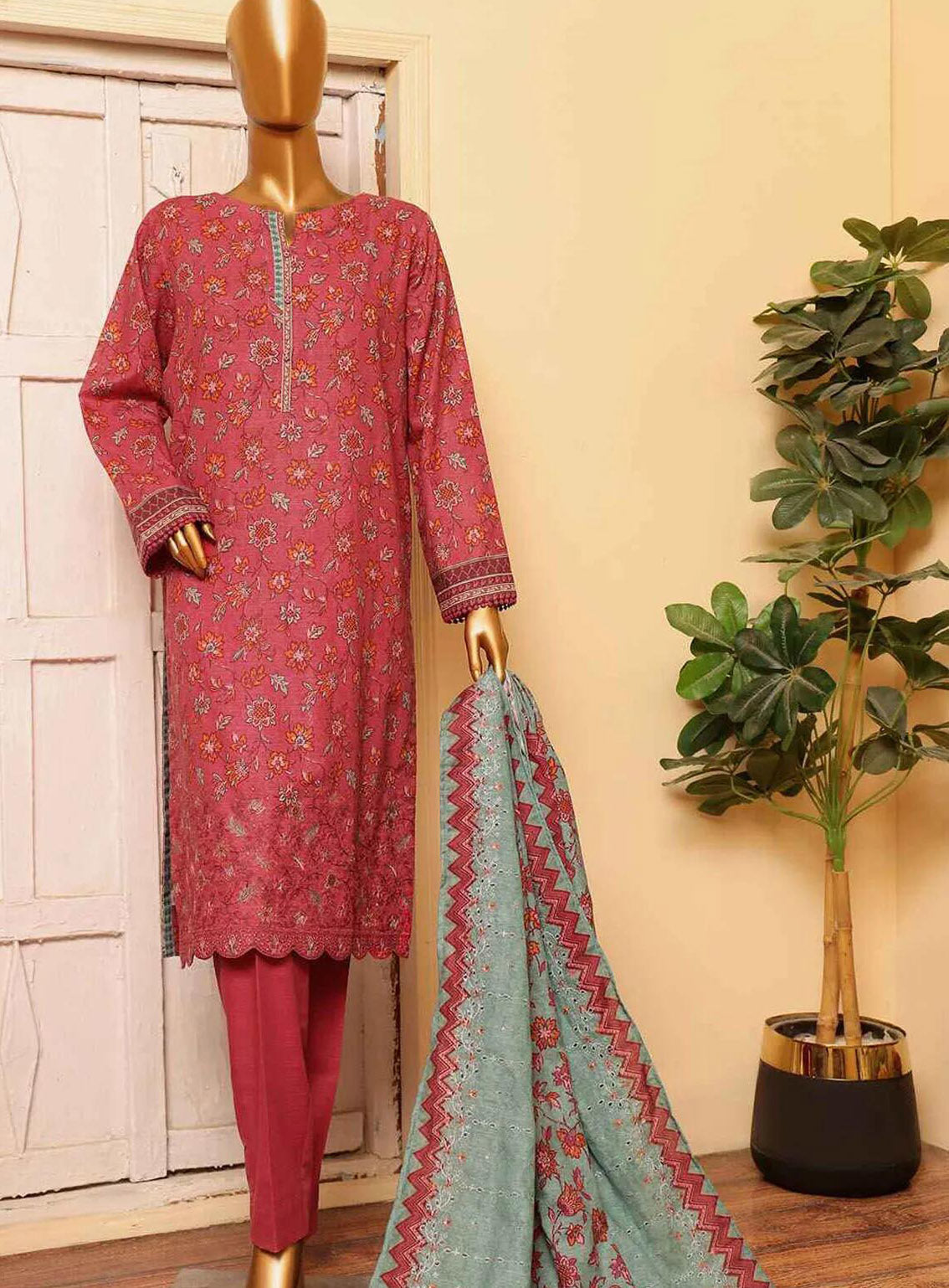 Meraki By HZ Textile Embroidered Khaddar 3 Piece Unstitched Suit HZ24M D-MKE-19
