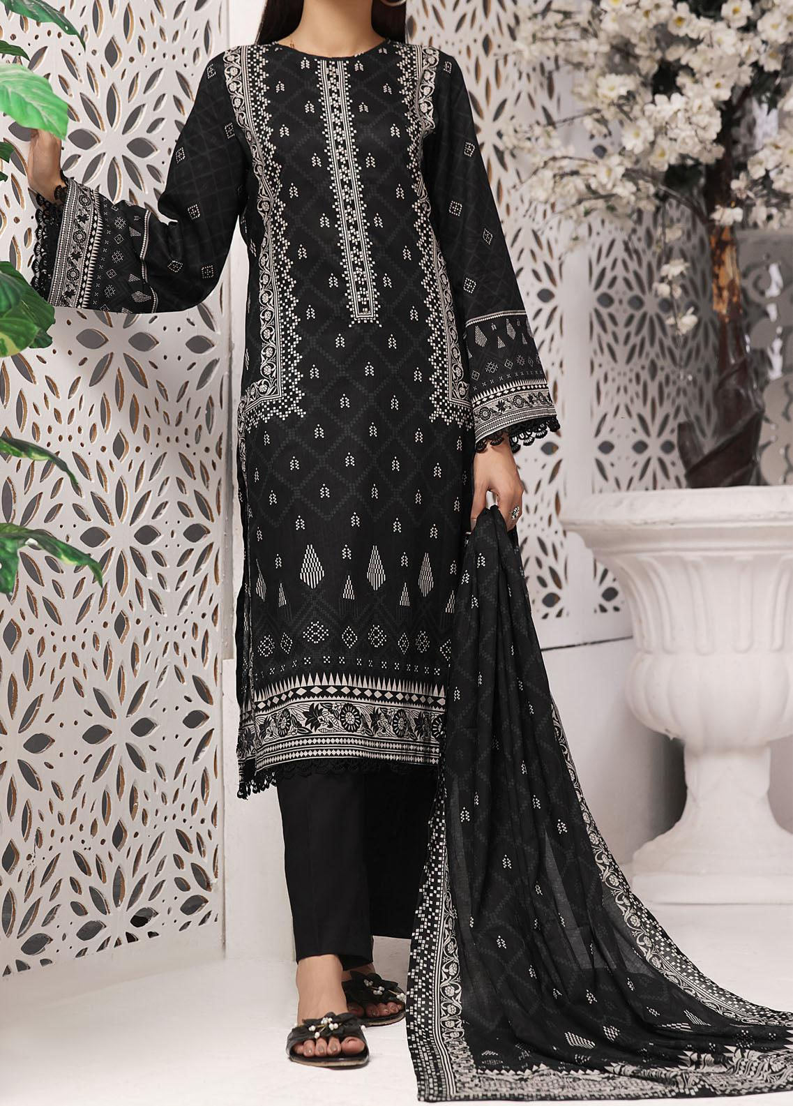 Misri By VS Textile Digital Printed Black Series 3 Piece Unstitched Suit VS23BS D-96