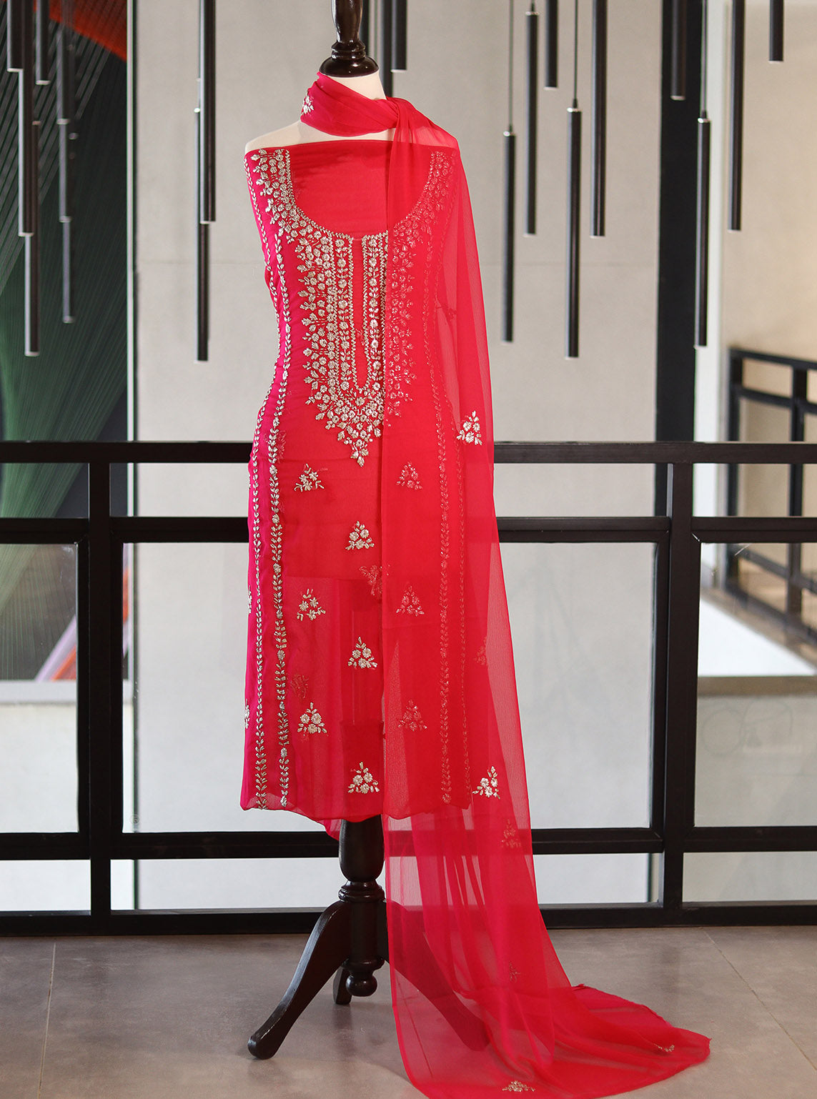 Moin Block Embroidered Chiffon Gota Work 2 Piece Unstitched Suit MBLK24ECG D-17-49