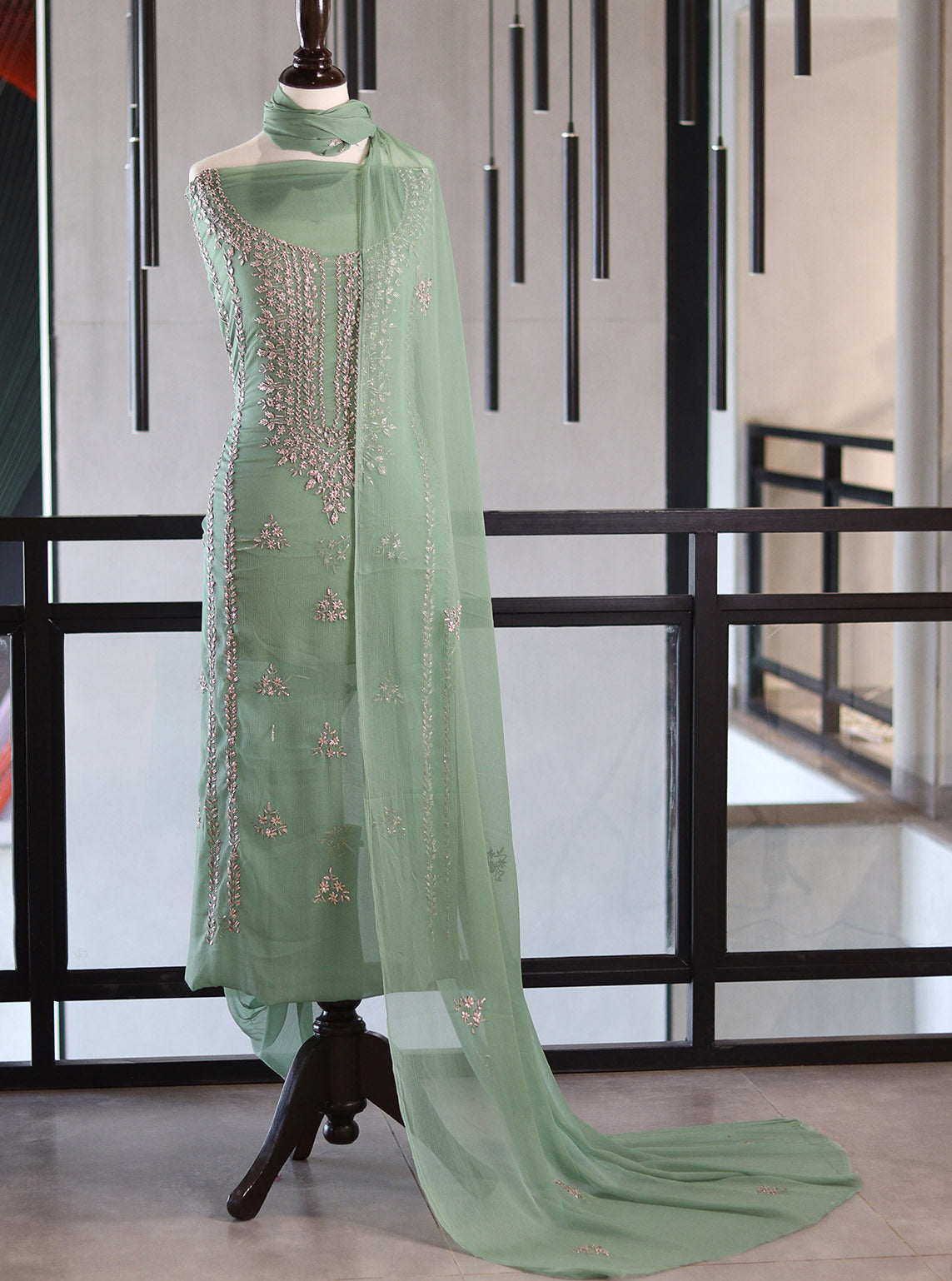 Moin Block Embroidered Chiffon Gota Work 2 Piece Unstitched Suit MBLK24ECG D-21-53
