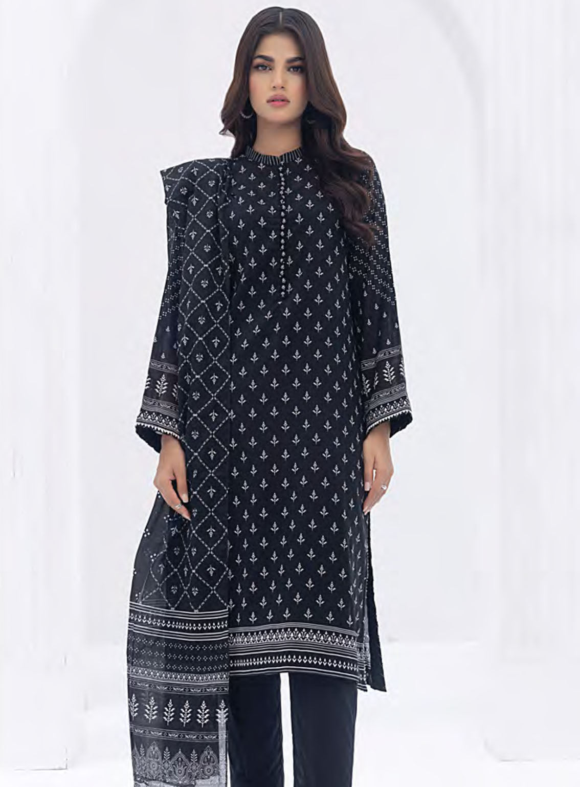 Monochrome By LSM Lakhany Printed Lawn 3 Piece Stitched Suit- LSM24ML LG-SR-0229