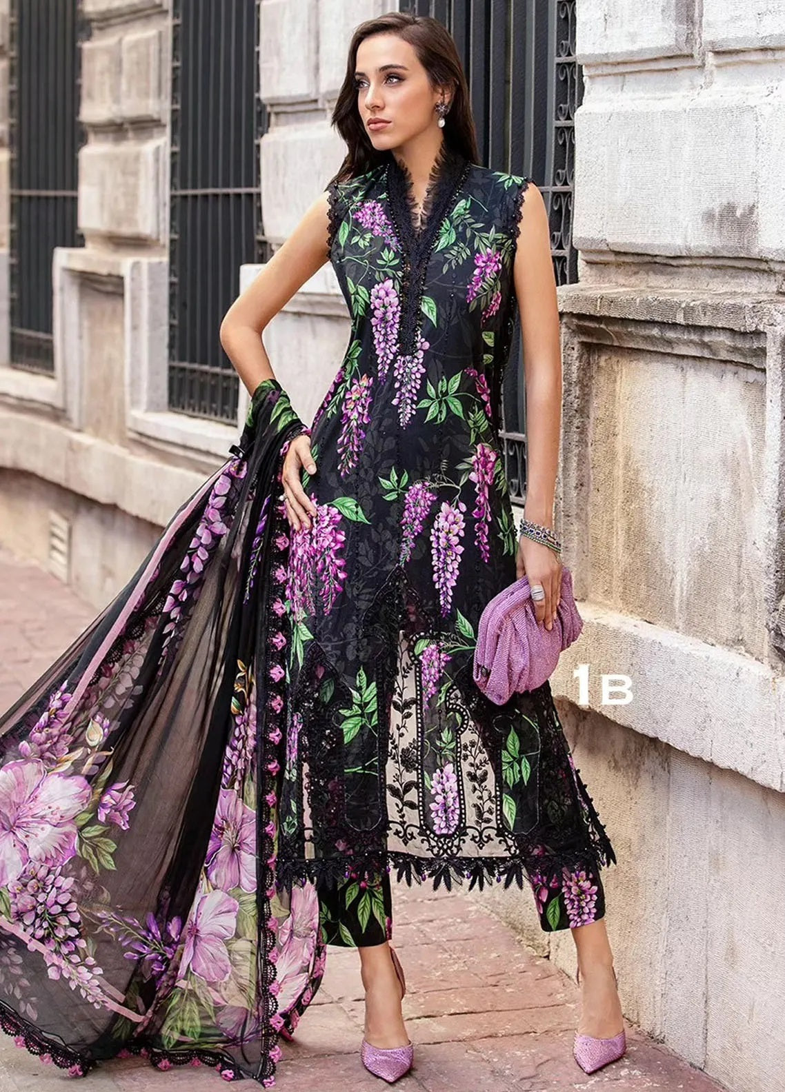 M.Prints By Maria B Embroidered Cambric 3 Piece Unstitched Suit MB24MPFE MPT-2301-B