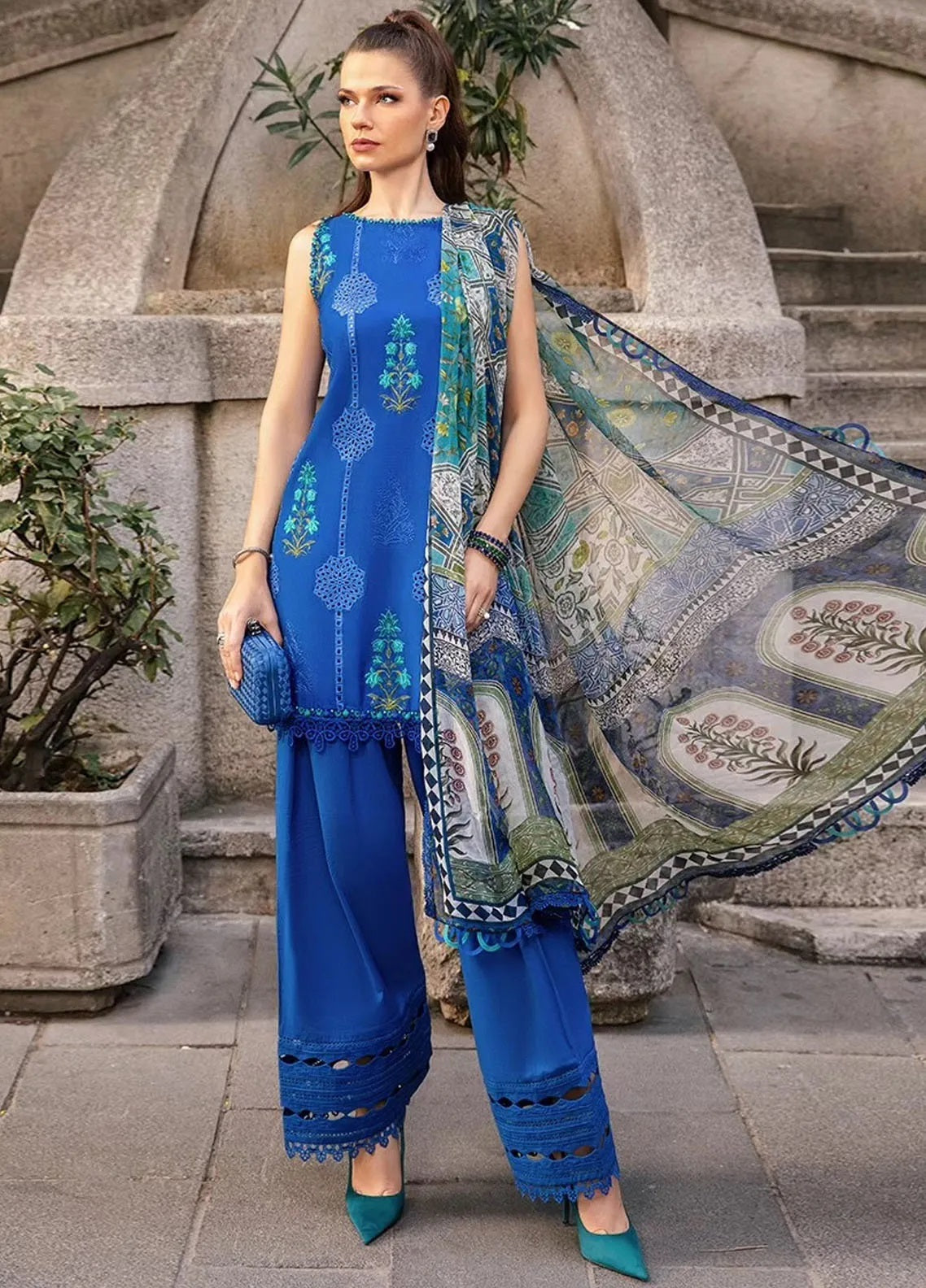 M.Prints By Maria B Embroidered Cambric 3 Piece Unstitched Suit MB24MPFE MPT-2303-A