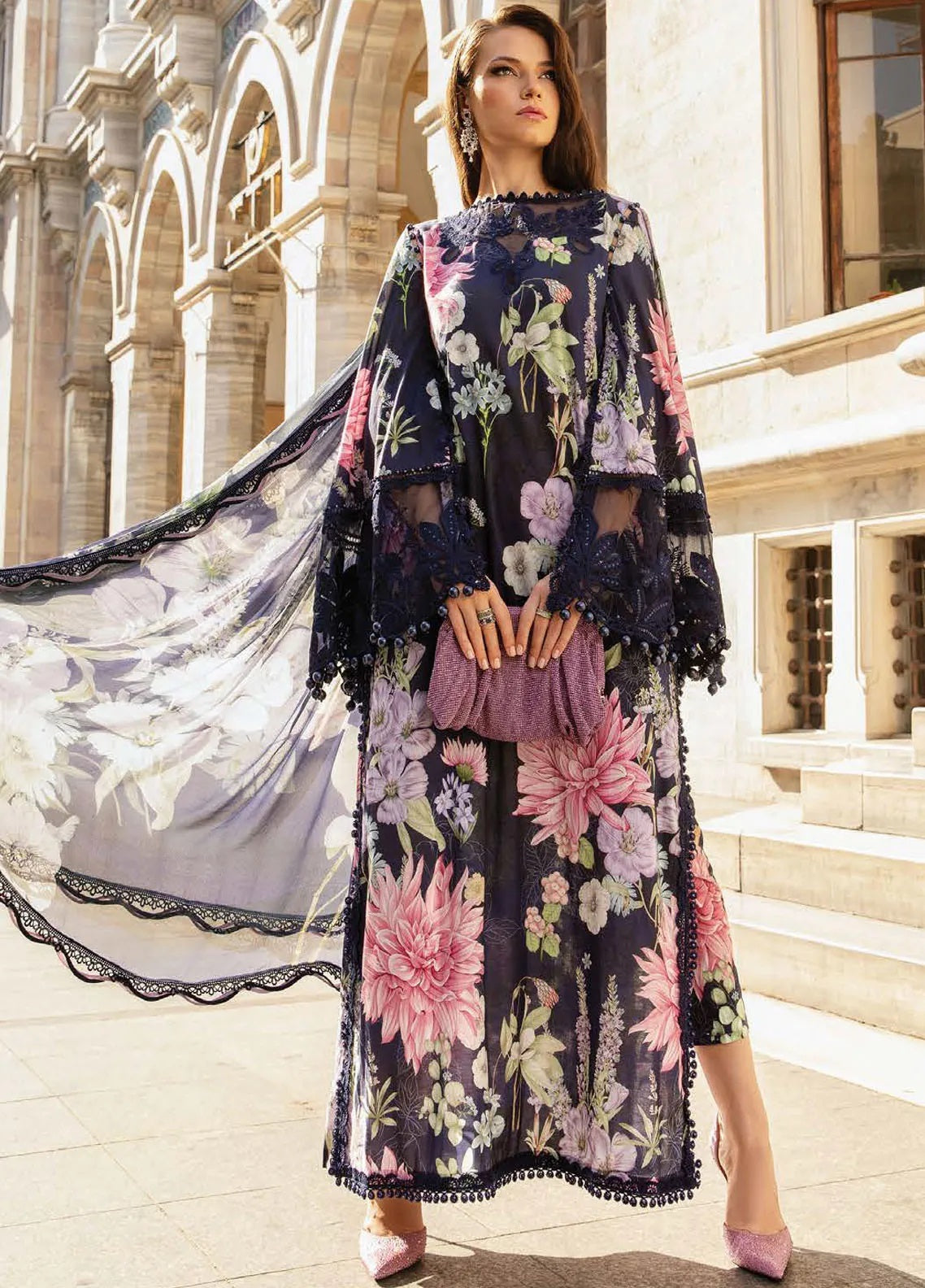 M.Prints By Maria B Embroidered Cambric 3 Piece Unstitched Suit MB24MPFE MPT-2306-B