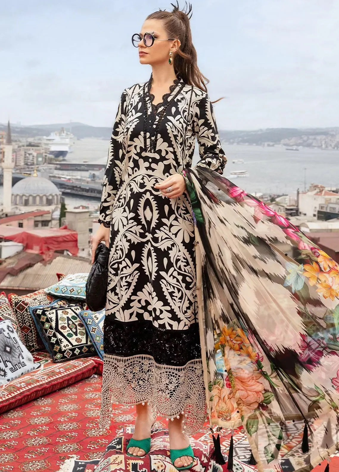 M.Prints By Maria B Embroidered Cambric 3 Piece Unstitched Suit MB24MPFE MPT-2307-B