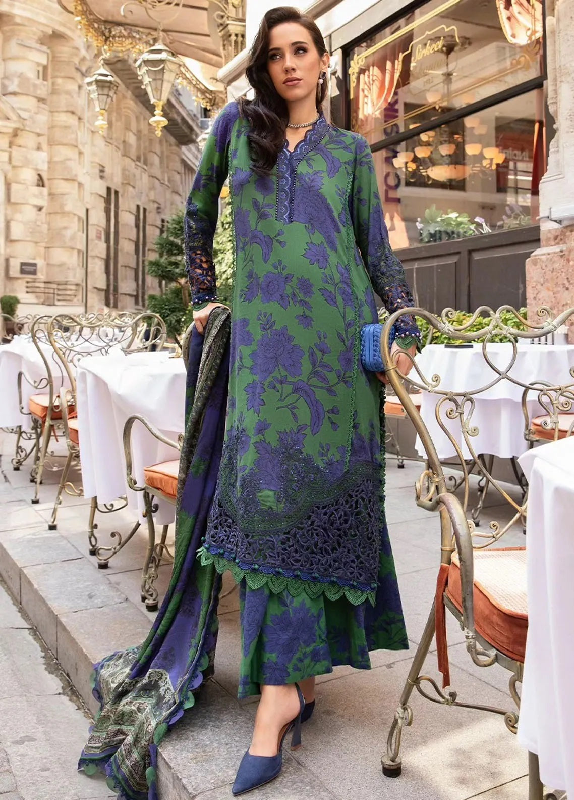 M.Prints By Maria B Embroidered Cambric 3 Piece Unstitched Suit MB24MPFE MPT-2309-B