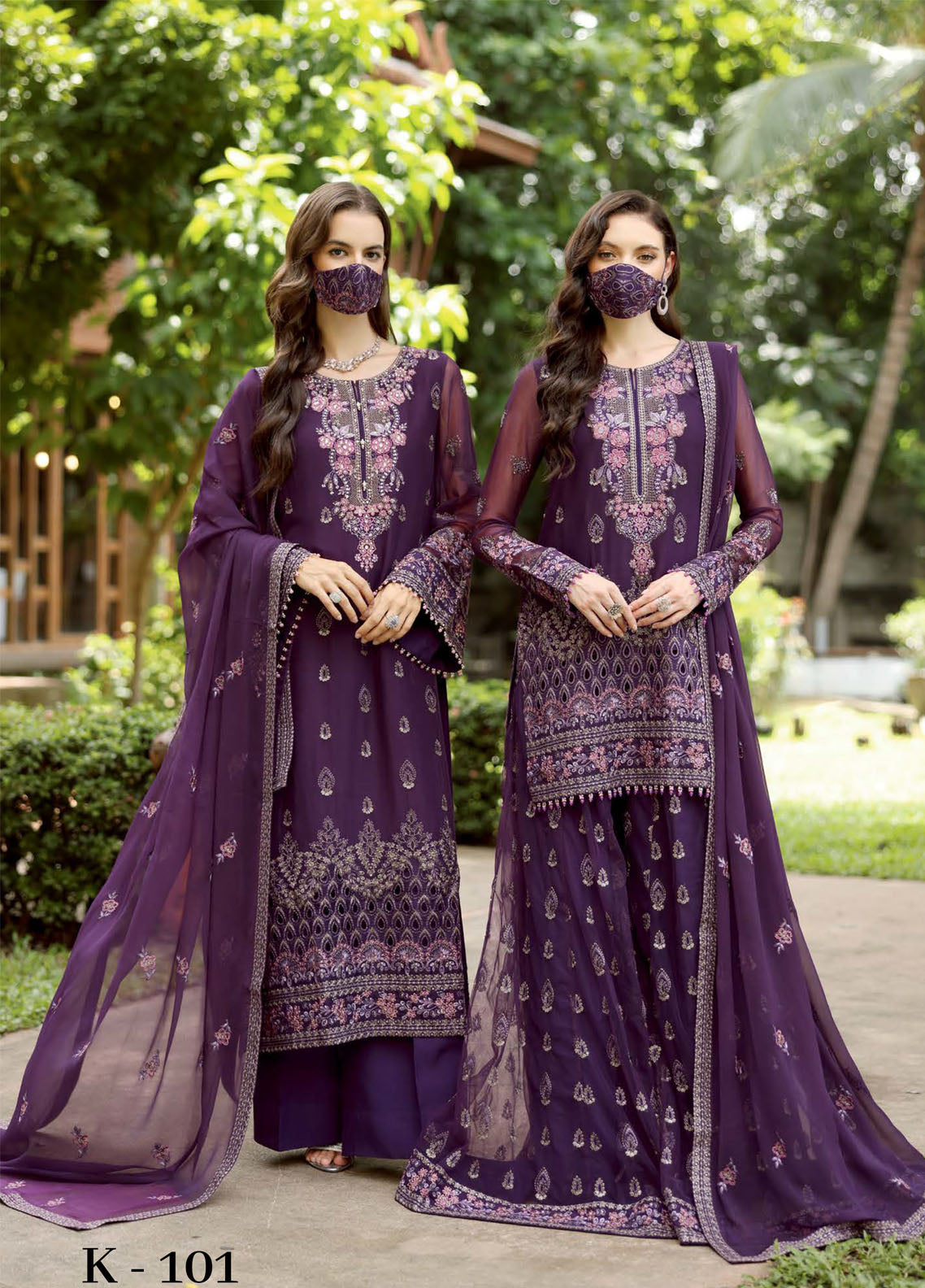 Naayab By Flossie Kuch Khas Embroidered Chiffon 3 Piece Unstitched Suit FL25NV1 D-K-101