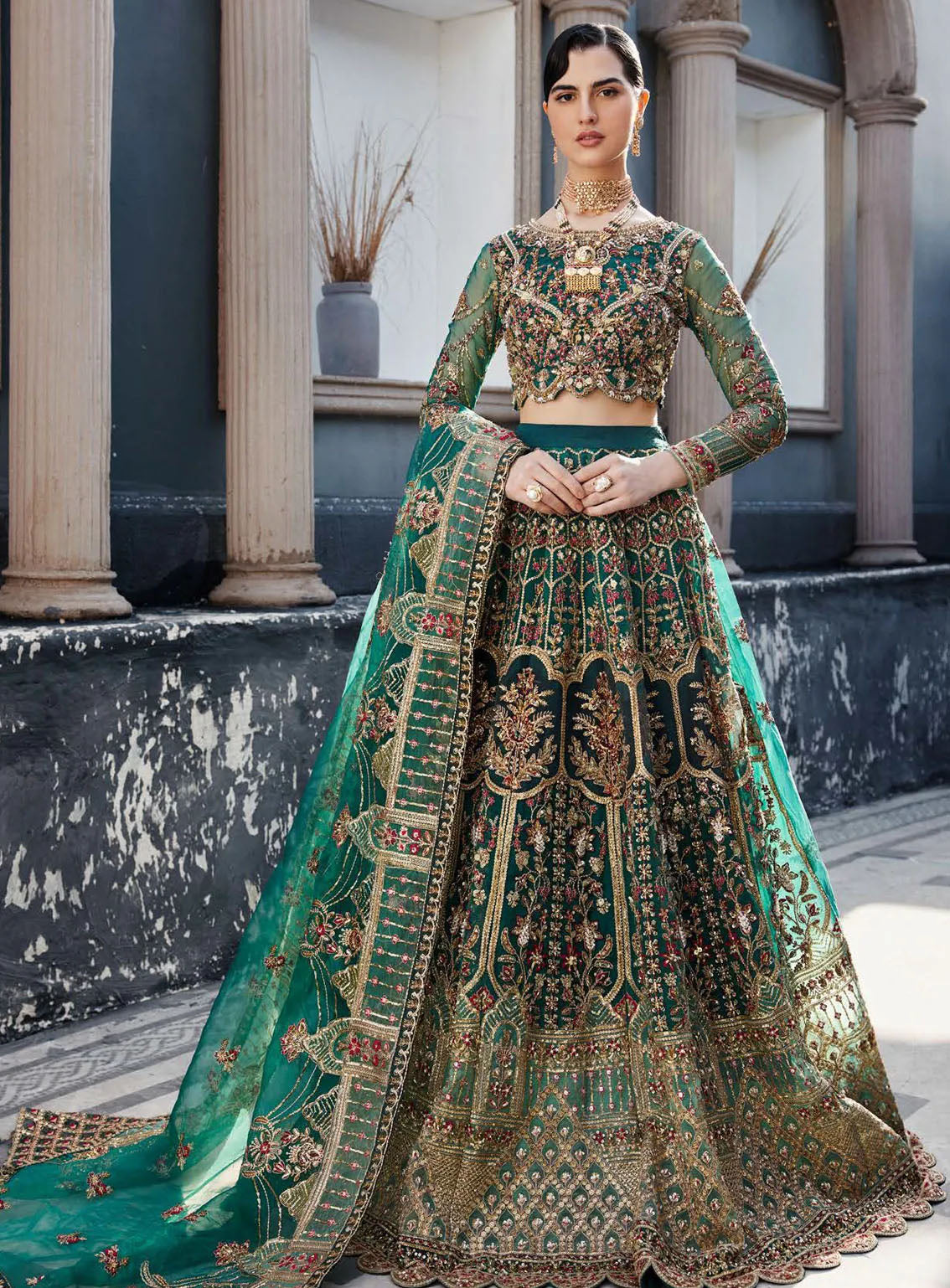 Nawabzadi By Emaan Adeel Embroidered Organza 3 Piece Unstitched Suit EA24N LALEENA