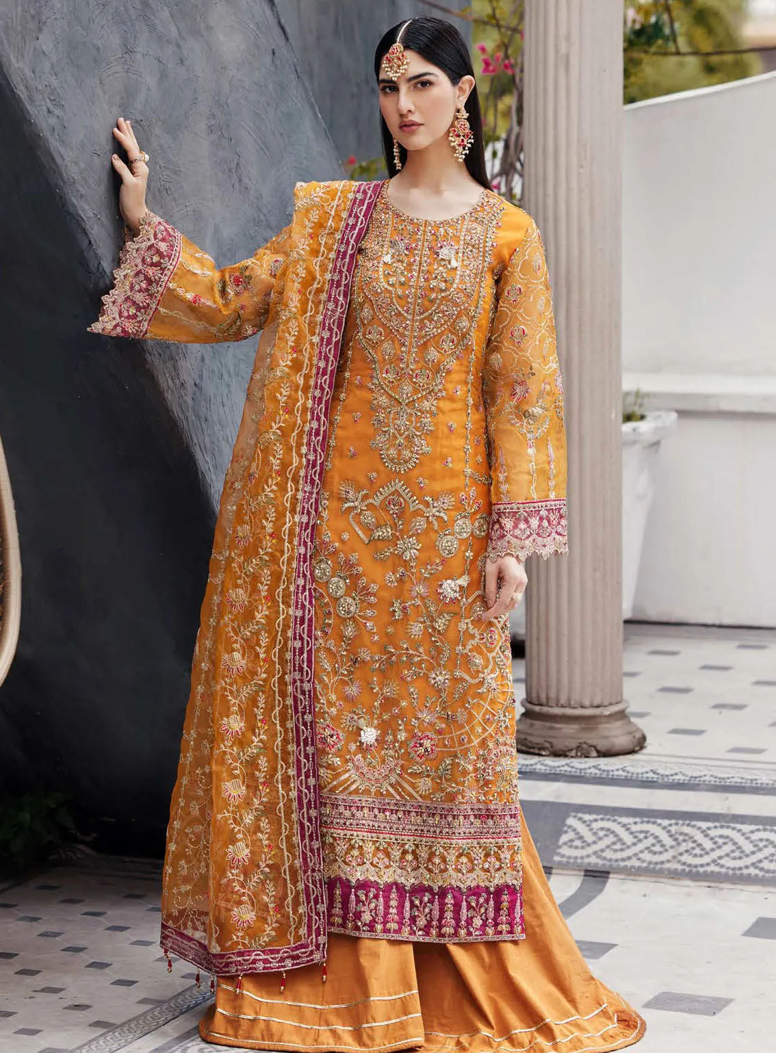 Nawabzadi By Emaan Adeel Embroidered Organza 3 Piece Unstitched Suit EA24N RUHAB