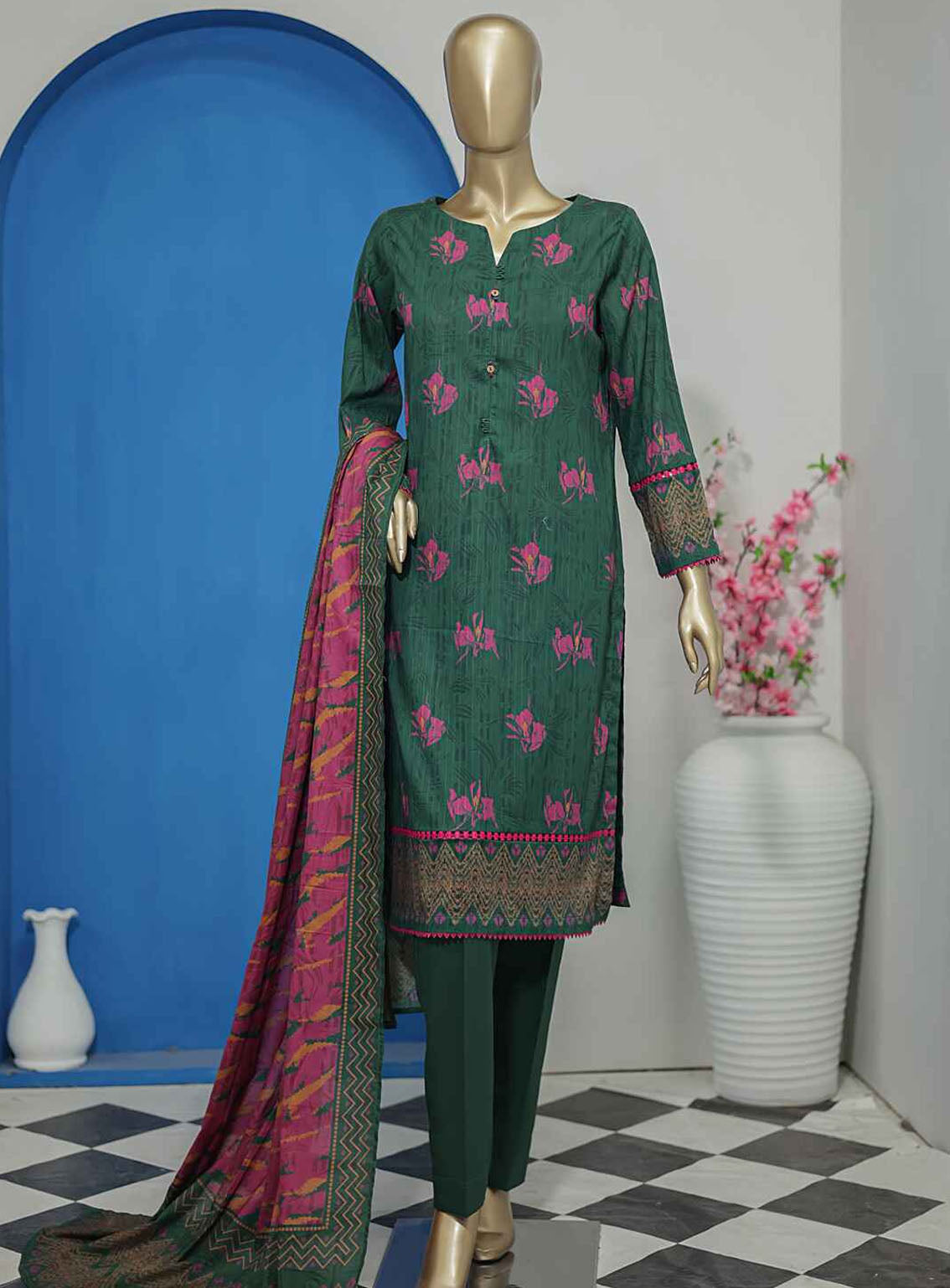 Nayab By HZ Textile Digital Printed Doriya Lawn 3 Piece Unstitched Suit HZ24ND NPD-66