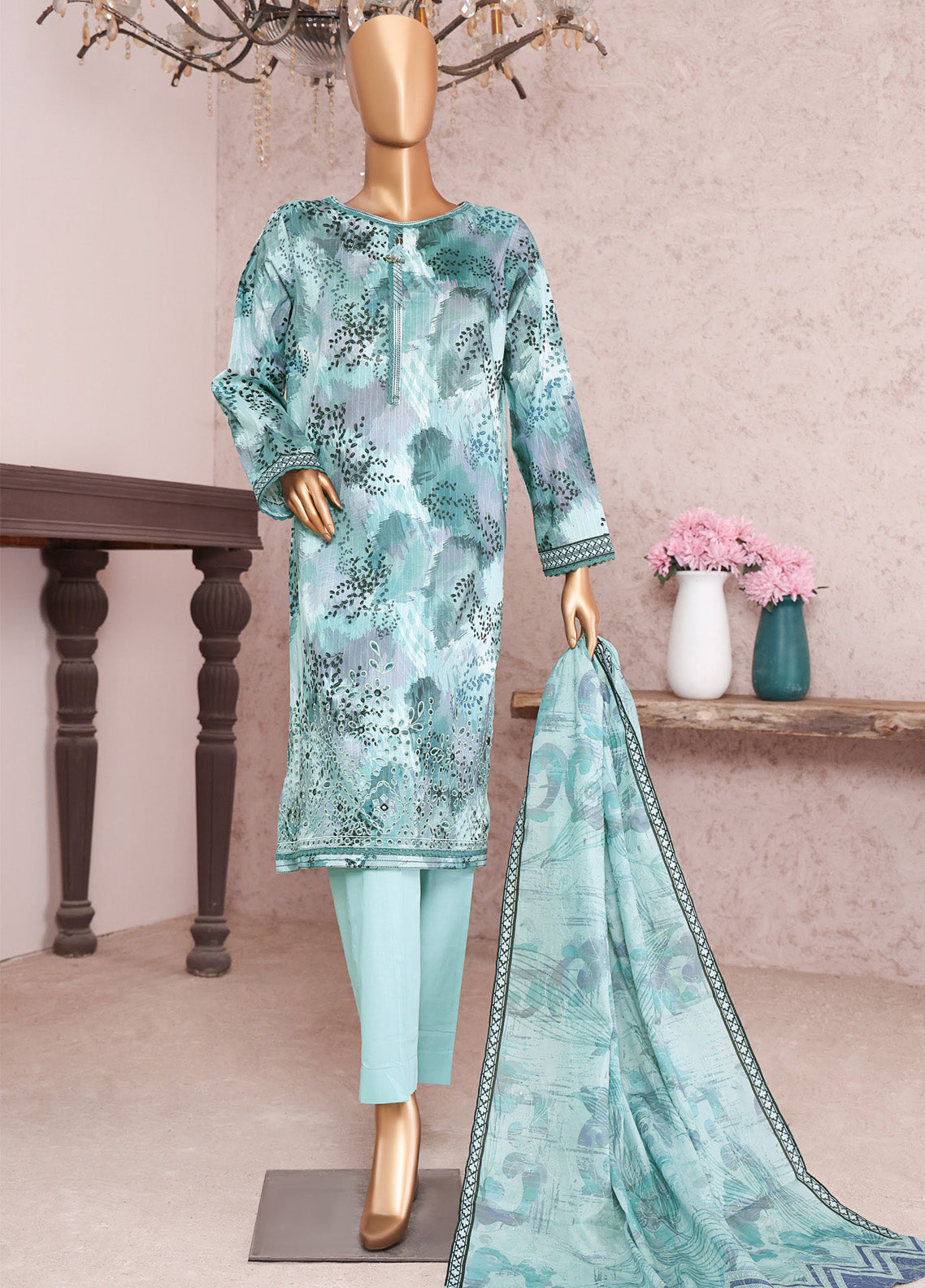 Nayab By HZ Textile Embroidered Cotton Lawn Doriya 3 Piece Unstitched Suit HZ24NED NEP-04
