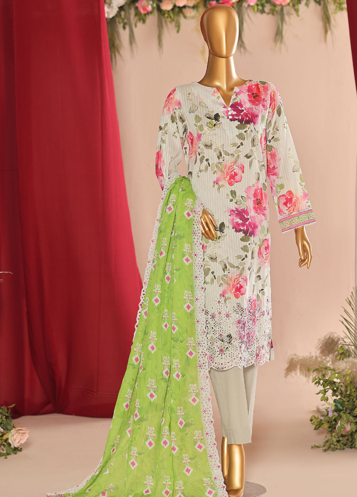 Nayab By HZ Textiles Printkari Embroidered Lawn 3 Piece Unstitched Suit HZ26NPE D-NPE-03