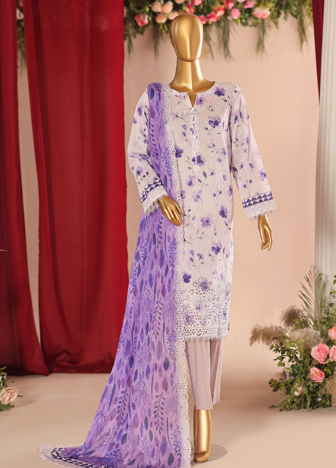Nayab By HZ Textiles Printkari Embroidered Lawn 3 Piece Unstitched Suit HZ26NPE D-NPE-05