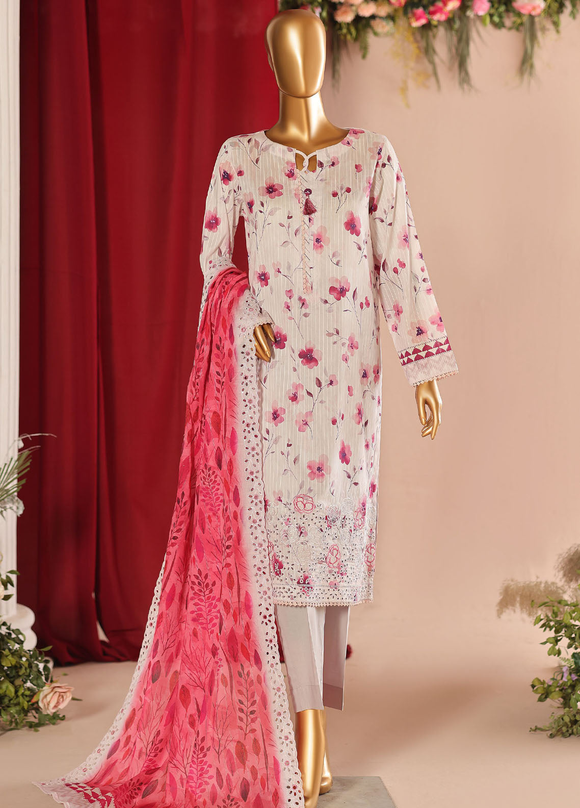 Nayab By HZ Textiles Printkari Embroidered Lawn 3 Piece Unstitched Suit HZ26NPE D-NPE-06