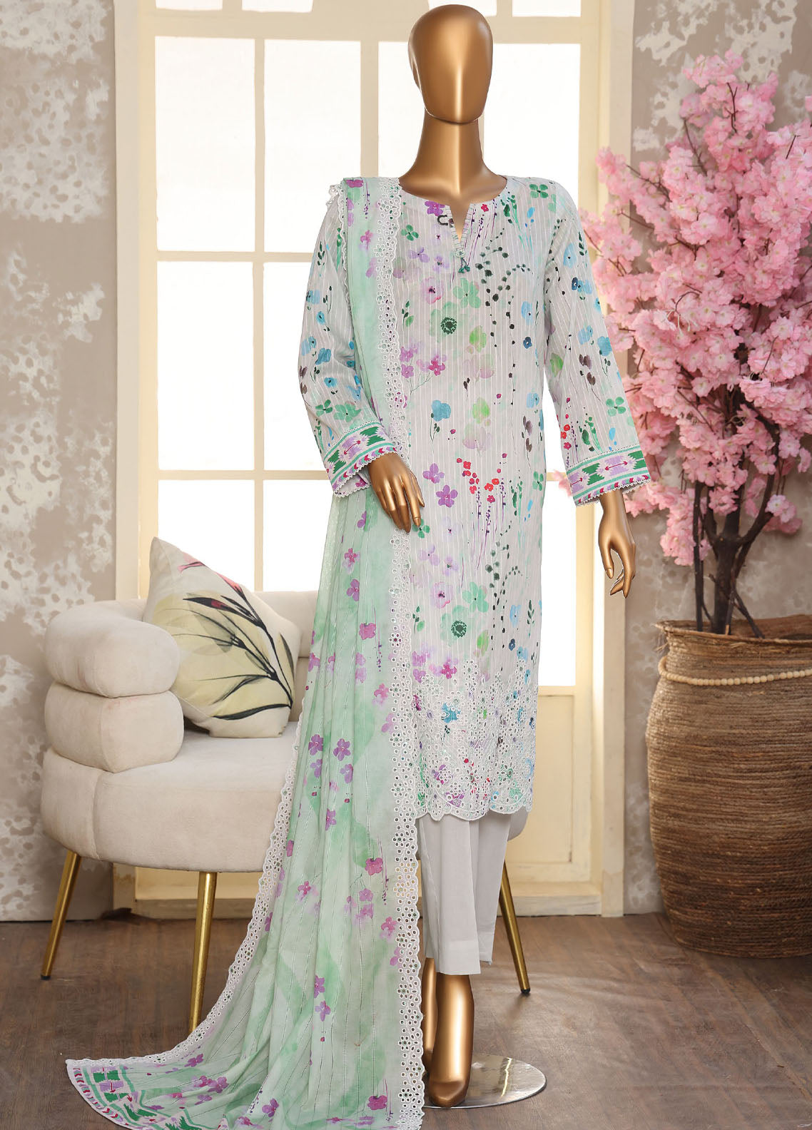 Nayab By HZ Textiles Printkari Embroidered Lawn 3 Piece Unstitched Suit HZ26NPE D-NPE-08