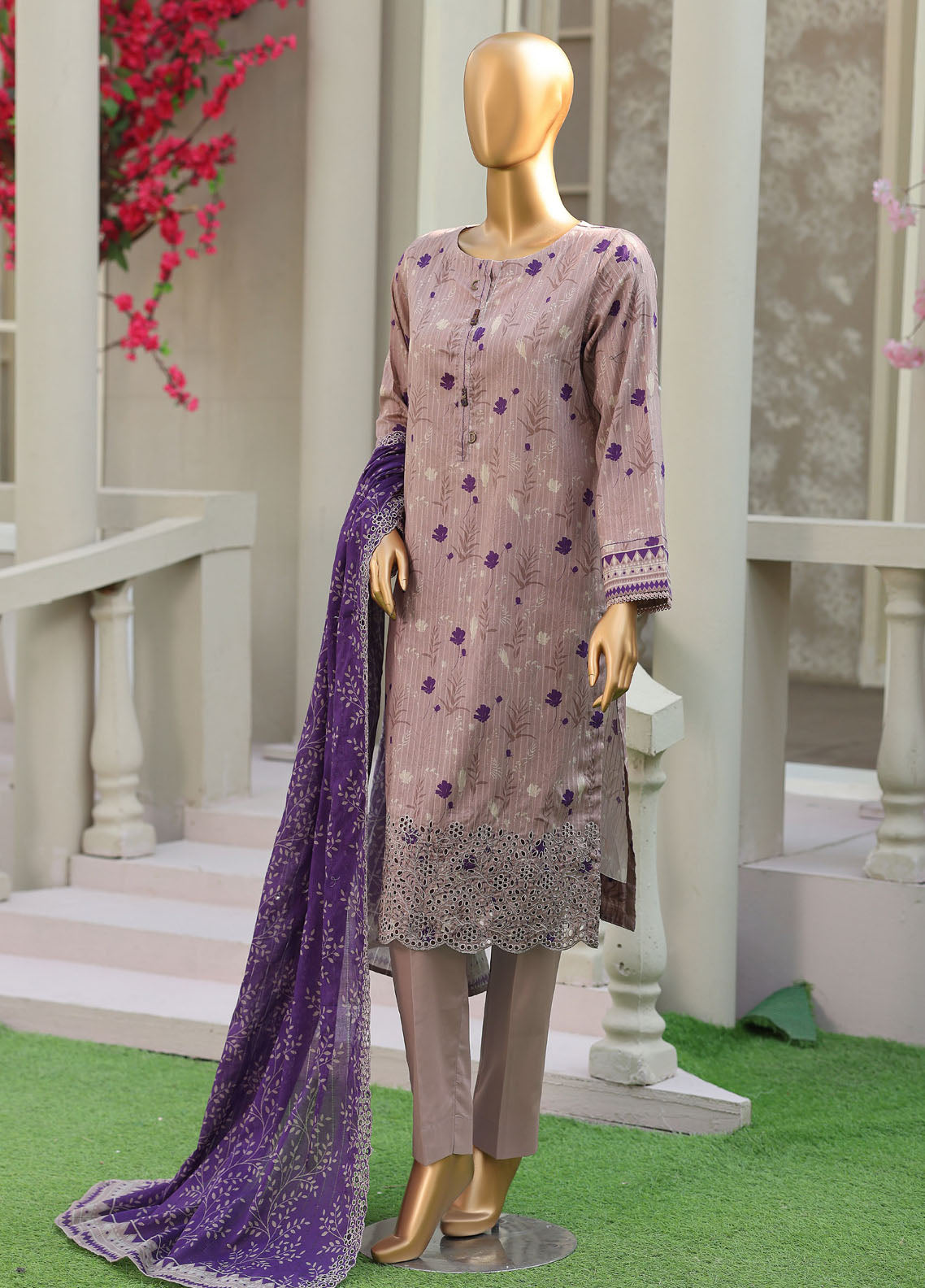 Nayab By HZ Textiles Printkari Embroidered Lawn 3 Piece Unstitched Suit HZ26NPE D-NPE-11