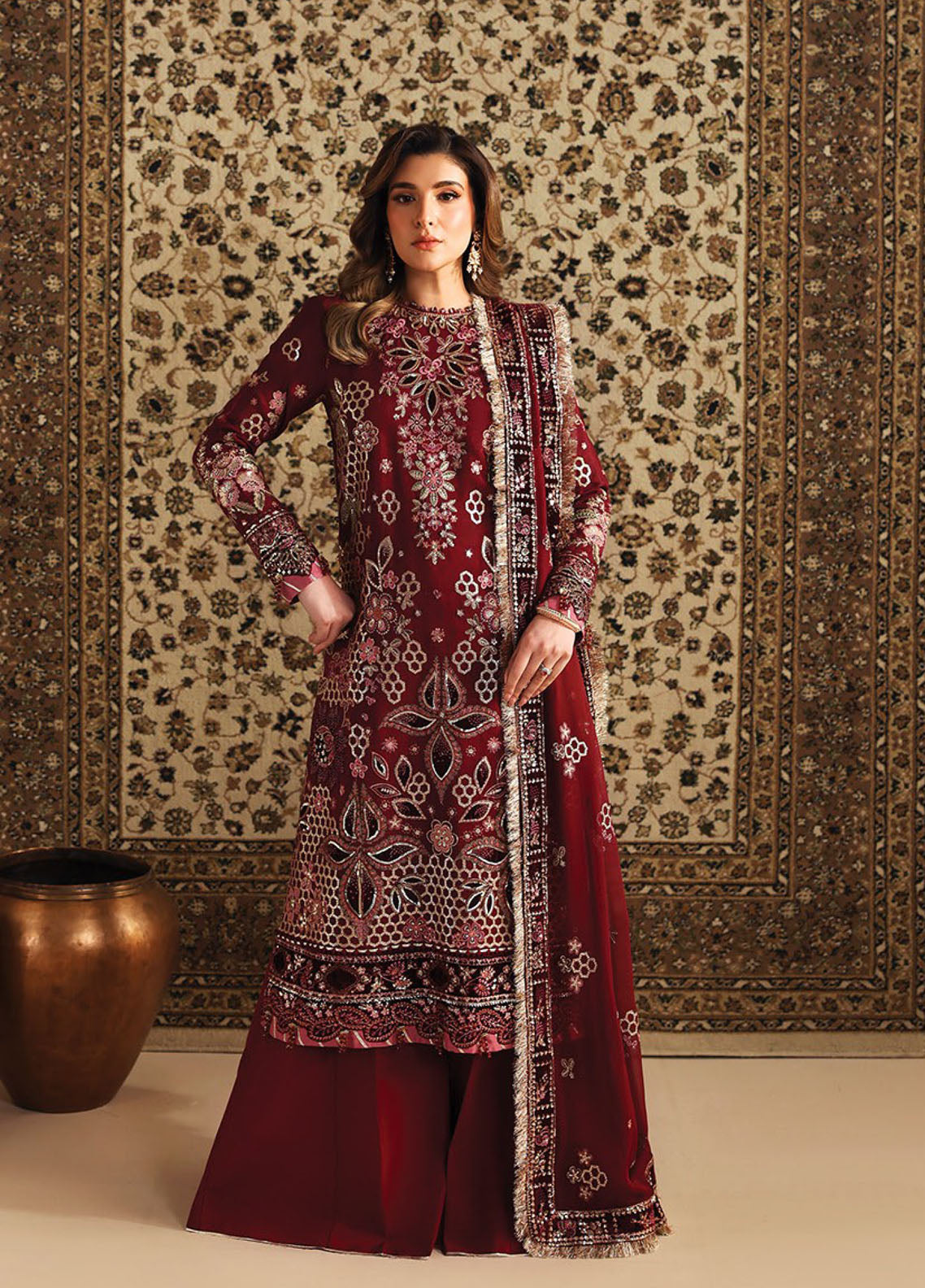 Neorah By Xenia Luxury Embroidered Raw Silk 3 Piece Unstitched Suit XE26NL D-04 KHUBAN