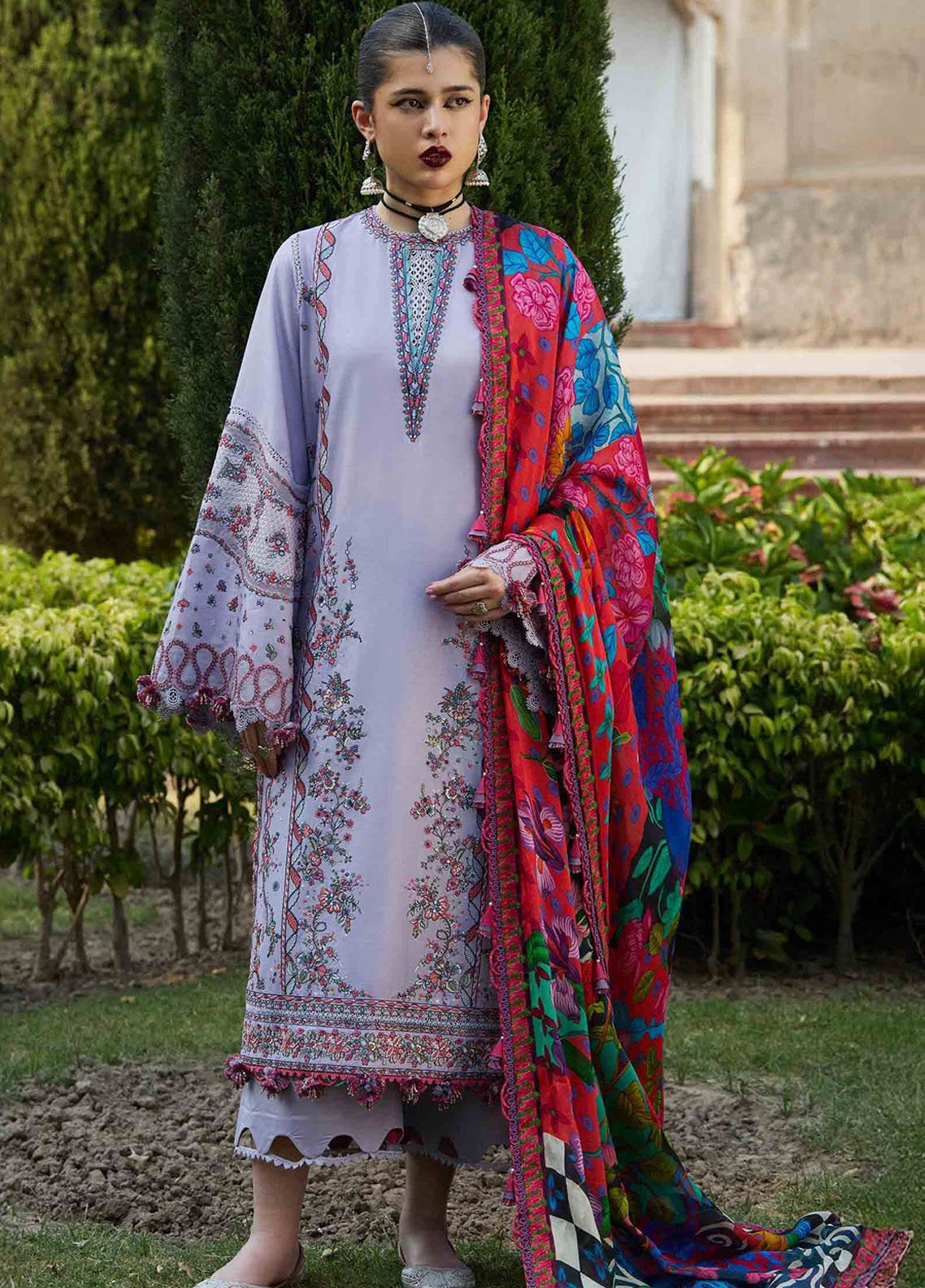 Nirmal By Hussain Rehar Embroidered Lawn 3 Piece Unstitched Suit HR25N D-INAYA