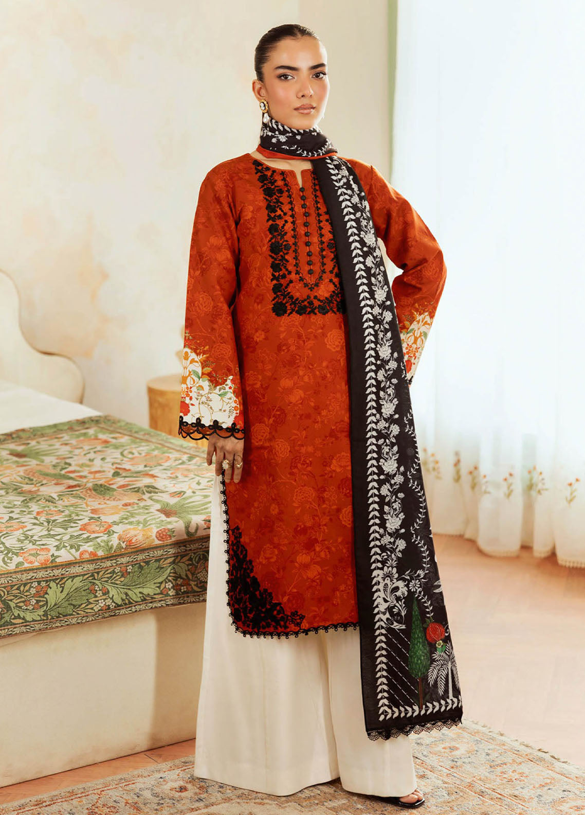 Nissa By Rajbari Floral Symphony Premium Embroidered Marina 3 Piece Unstitched Suit RB25NFS D-PM-06