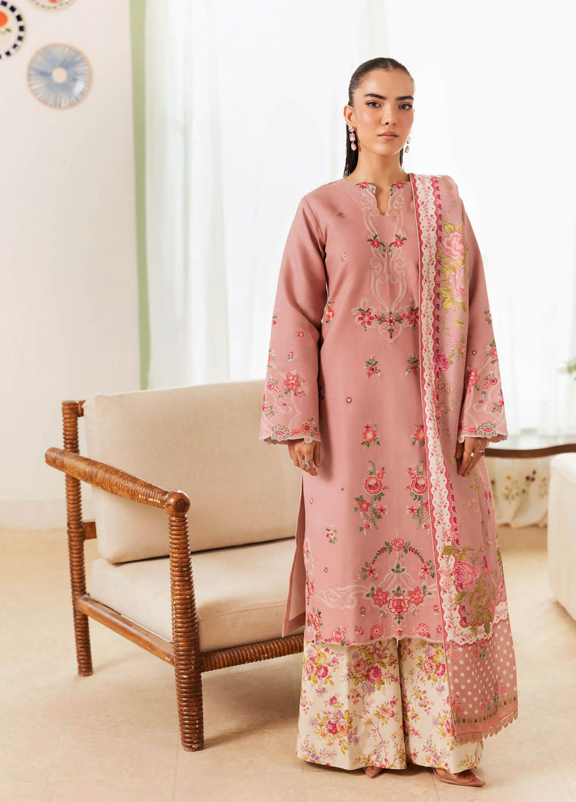 Nissa By Rajbari Floral Symphony Premium Embroidered Marina 3 Piece Unstitched Suit RB25NFS D-PM-08