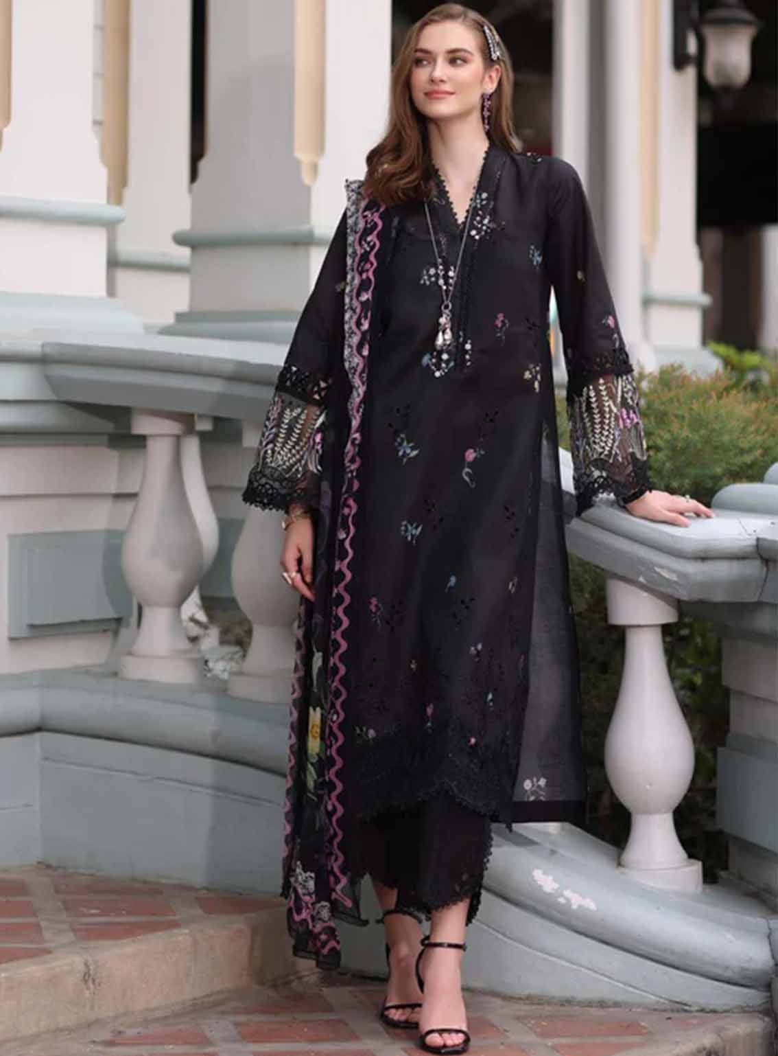 Noor By Saadia Asad Embroidered Lawn 3 Piece Unstitched Suit NSA25EC D-05