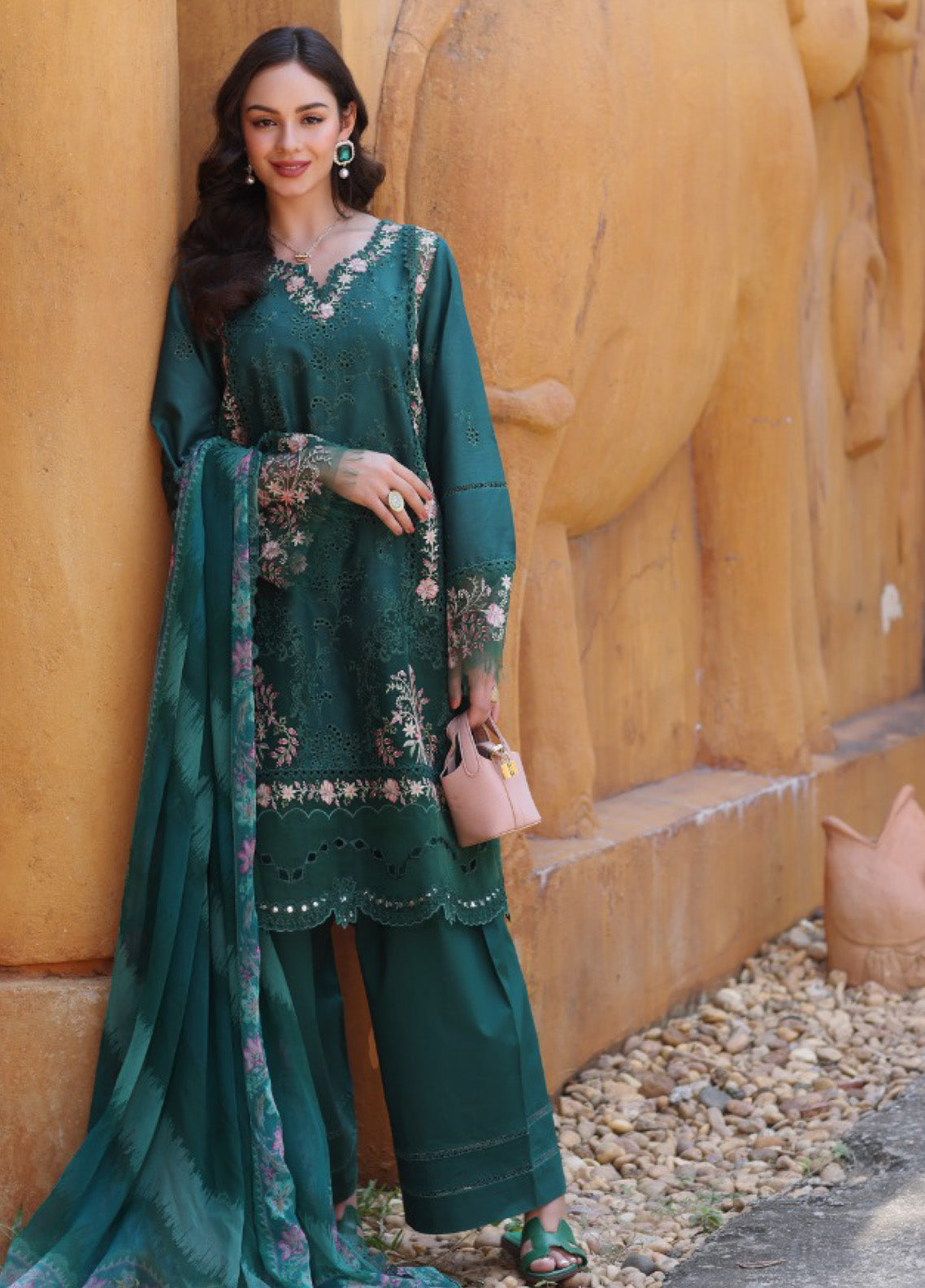 Noor By Saadia Asad Embroidered Lawn 3 Piece Unstitched Suit SA25ELHL D-10A