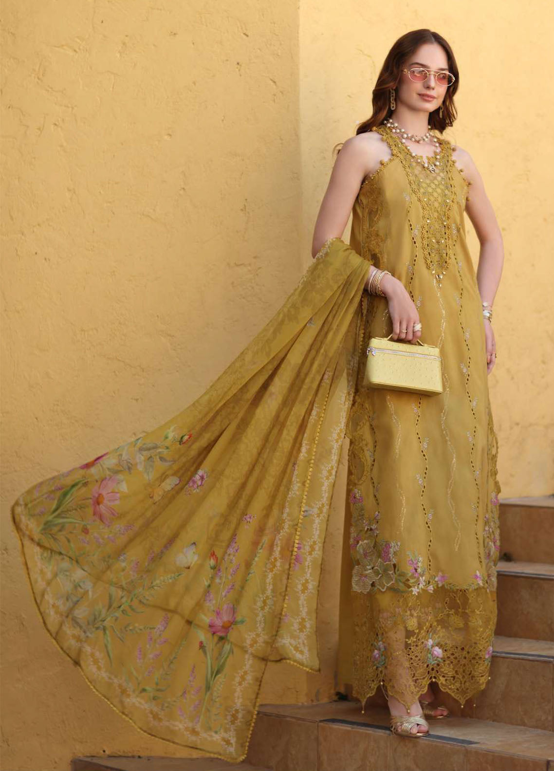 Noor By Saadia Asad Luxury Chikankari Lawn 3 Piece Unstitched Suit NSA26NLC D-2B