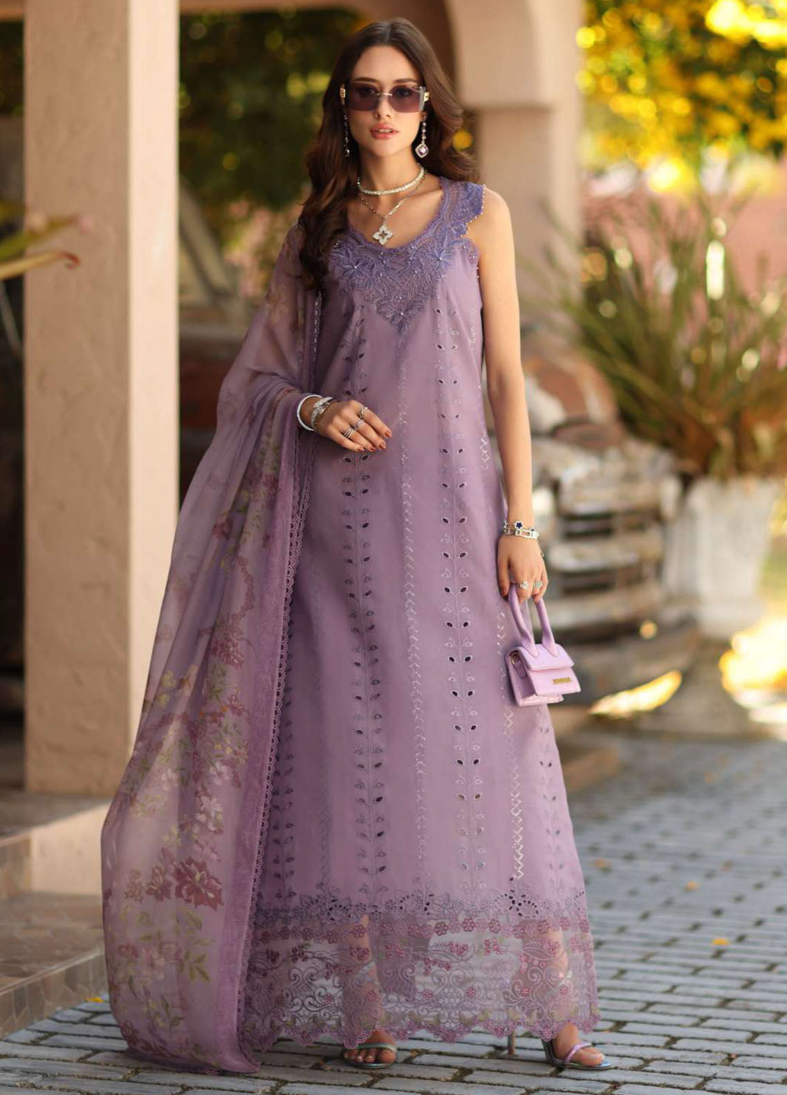 Noor By Saadia Asad Luxury Chikankari Lawn 3 Piece Unstitched Suit NSA26NLC D-4A