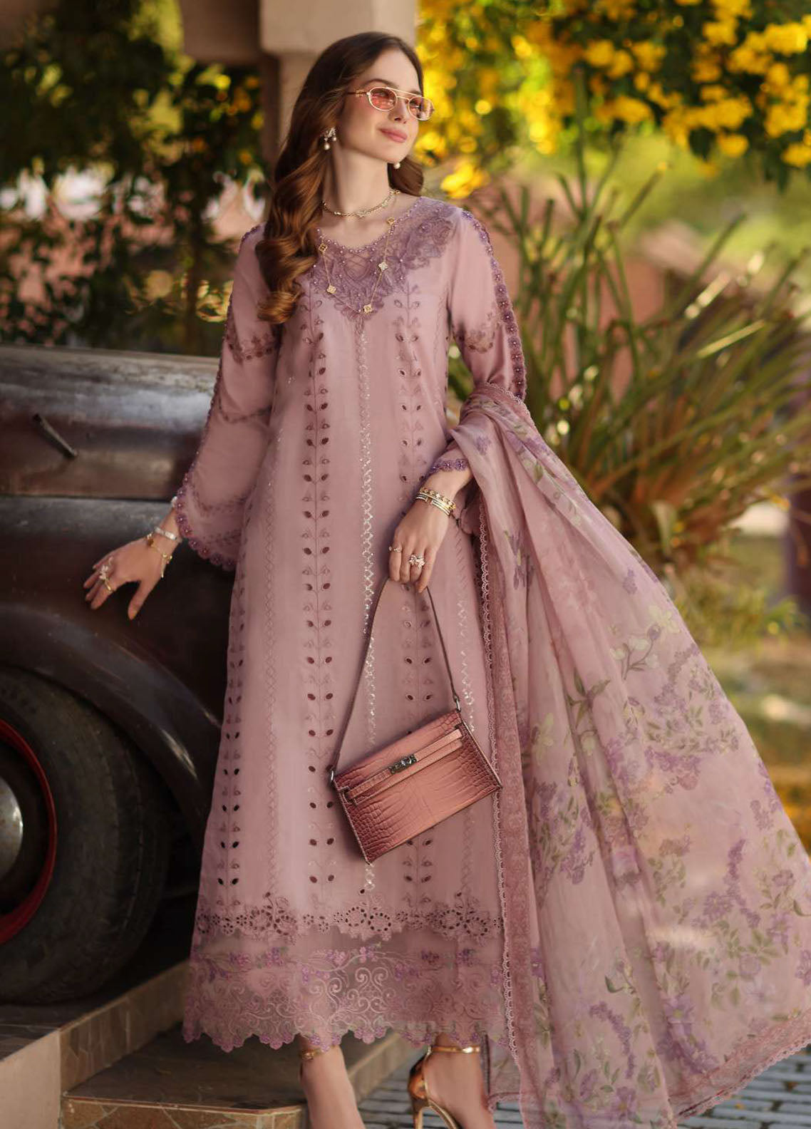 Noor By Saadia Asad Luxury Chikankari Lawn 3 Piece Unstitched Suit NSA26NLC D-4B