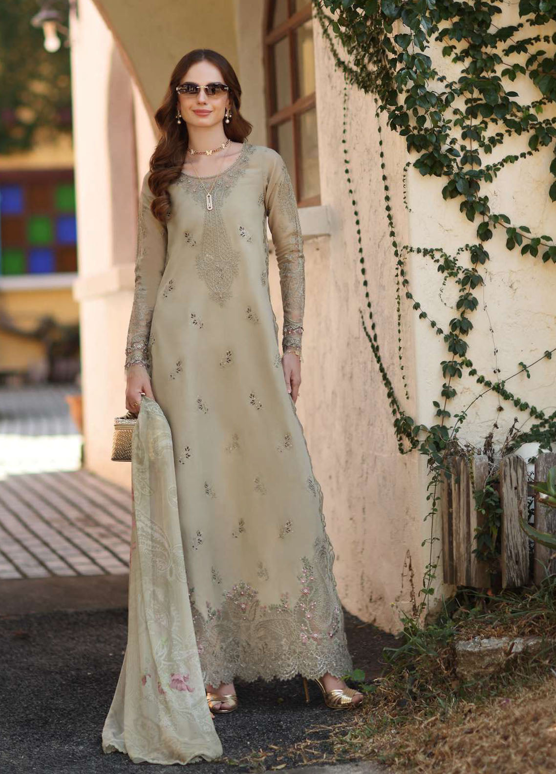 Noor By Saadia Asad Luxury Chikankari Lawn 3 Piece Unstitched Suit NSA26NLC D-7B