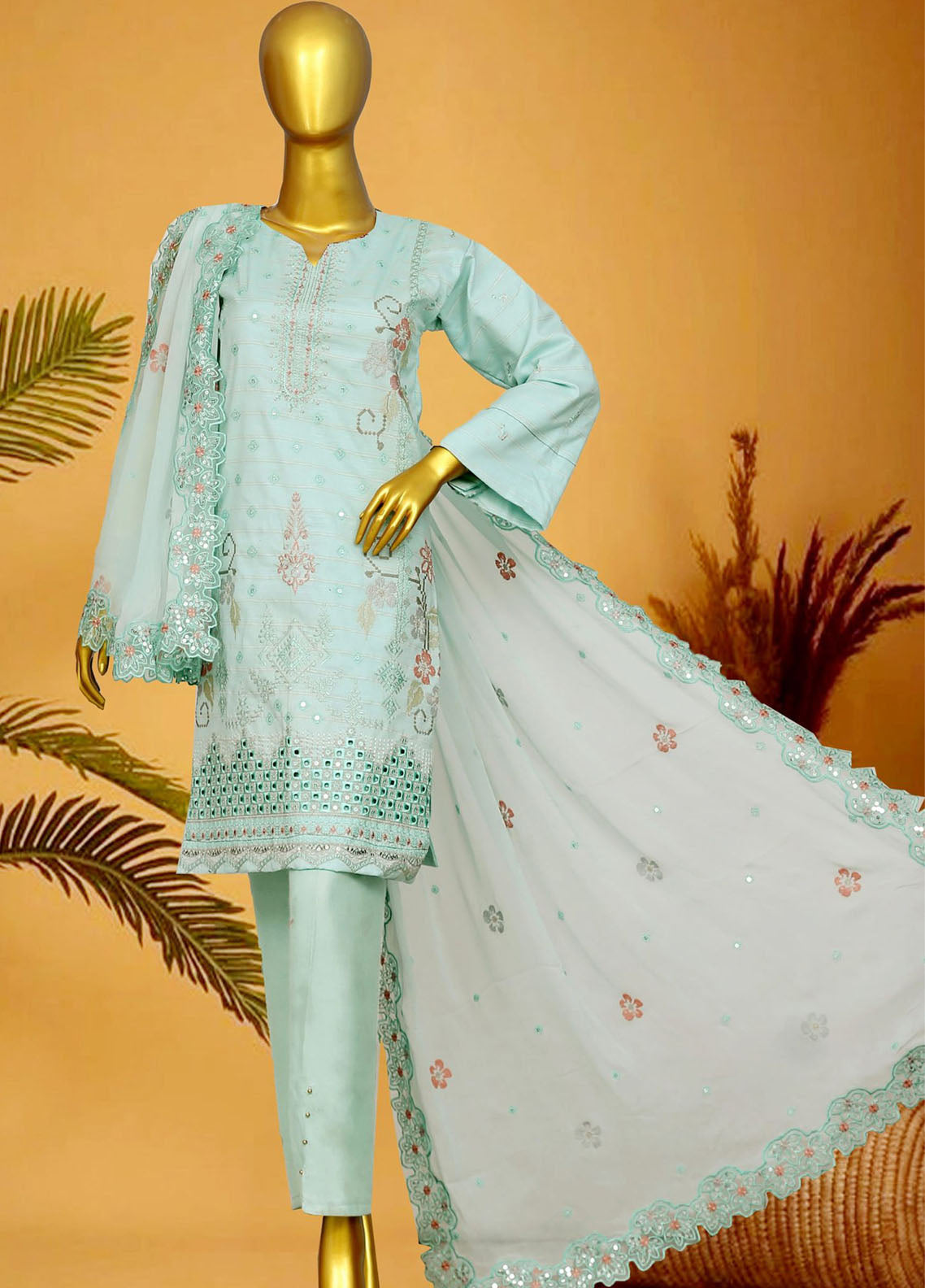 Oud By Royal Fashion Premium Embroidered Lawn Banarsi 3 Piece Unstitched Suit RF25ZZOV51 D-71-IGN