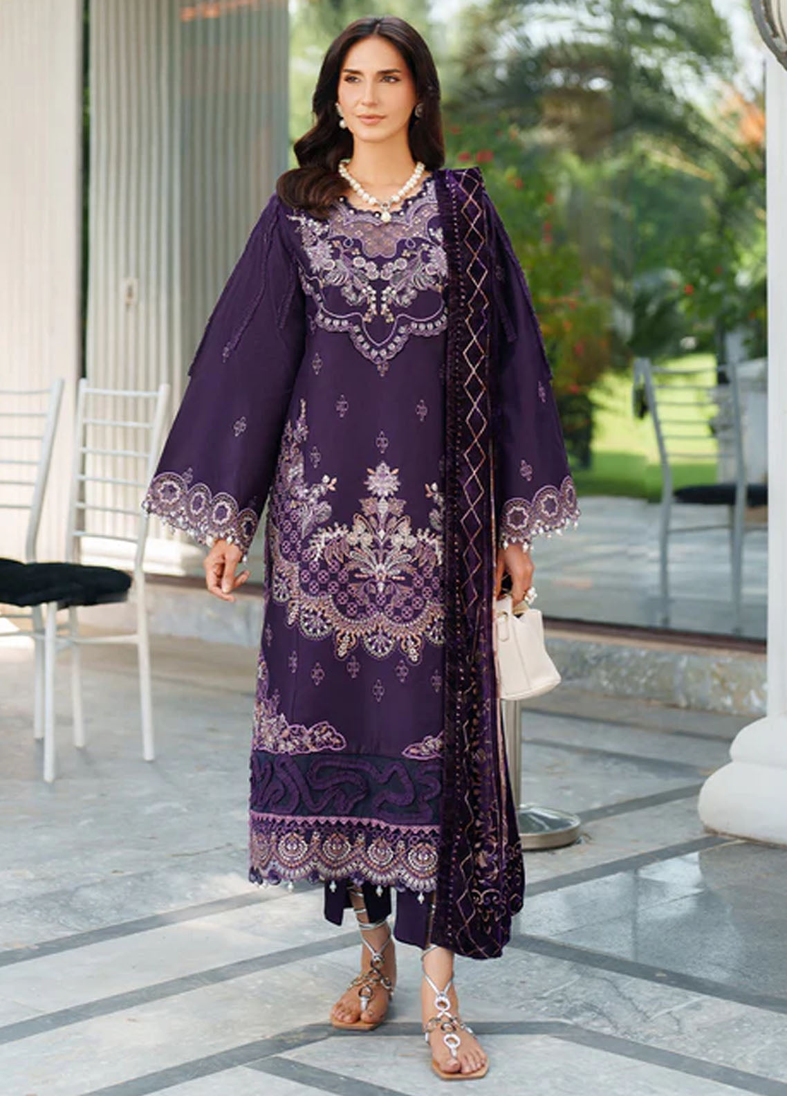 Panache By Parishay Embroidered Corduroy 3 Piece Unstitched Suit PR25PVPS D-PNE-06