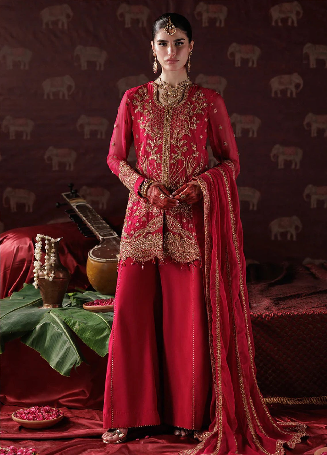 Panache By Saad Shaikh X Meera Embroidered Chiffon 3 Piece Unstitched Suit SSK25PLC D-01