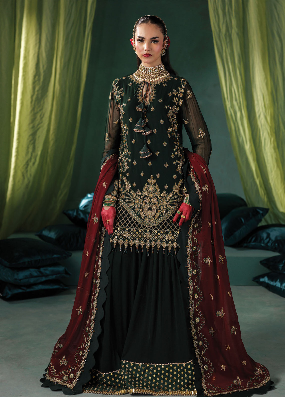 Panache By Saad Shaikh X Meera Embroidered Chiffon 3 Piece Unstitched Suit SSK25PLC D-03