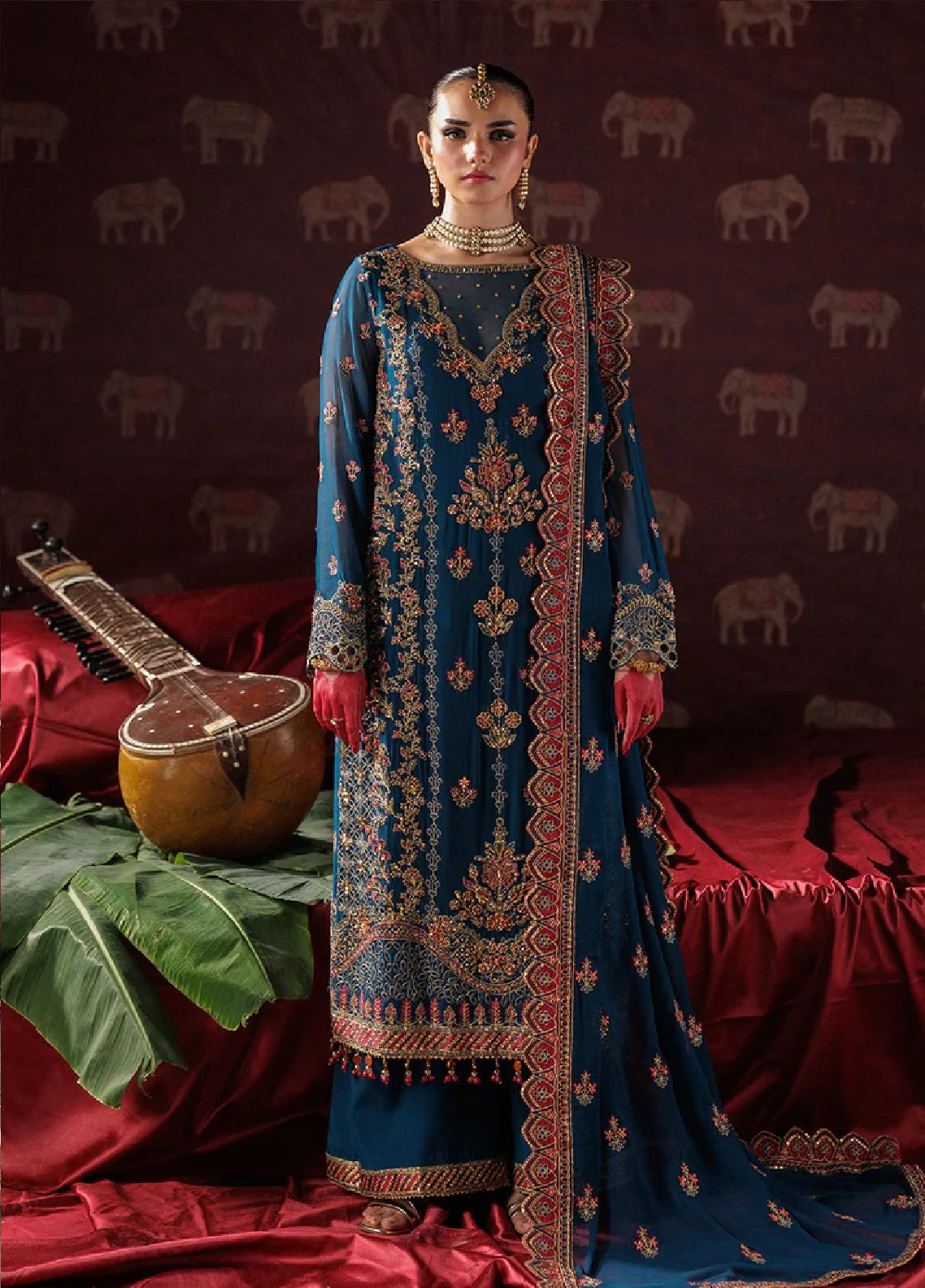 Panache By Saad Shaikh X Meera Embroidered Chiffon 3 Piece Unstitched Suit SSK25PLC D-04