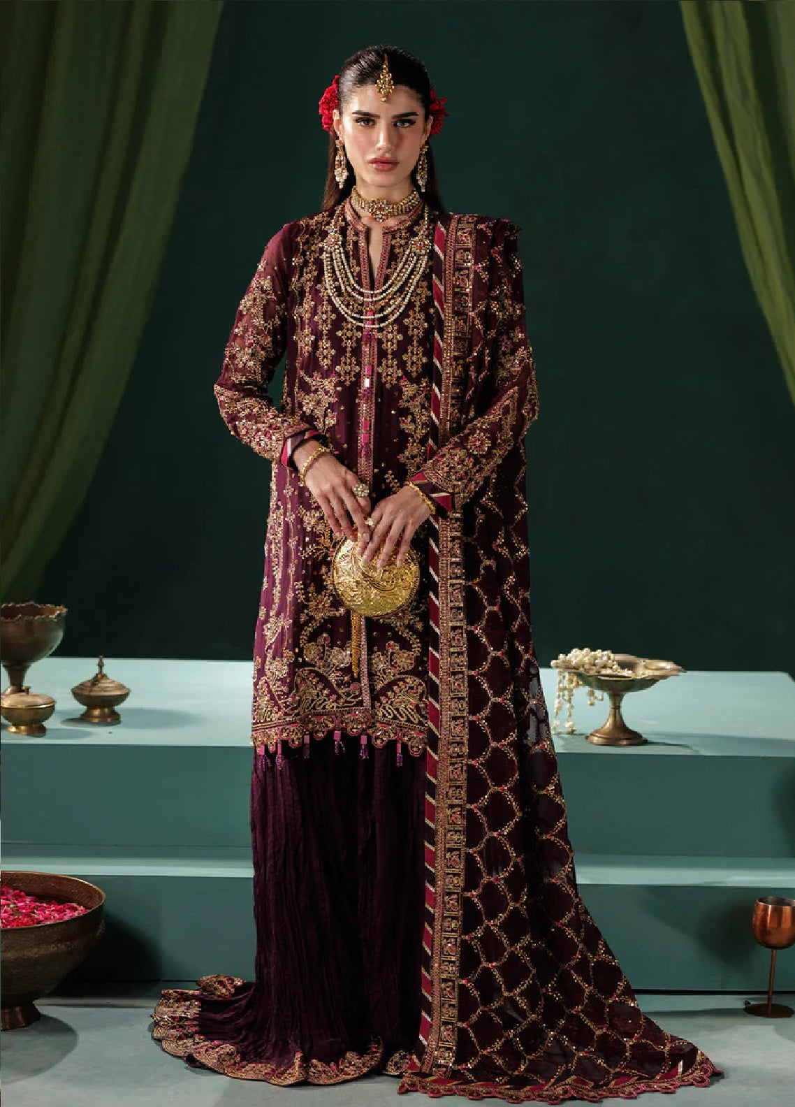 Panache By Saad Shaikh X Meera Embroidered Chiffon 3 Piece Unstitched Suit SSK25PLC D-06
