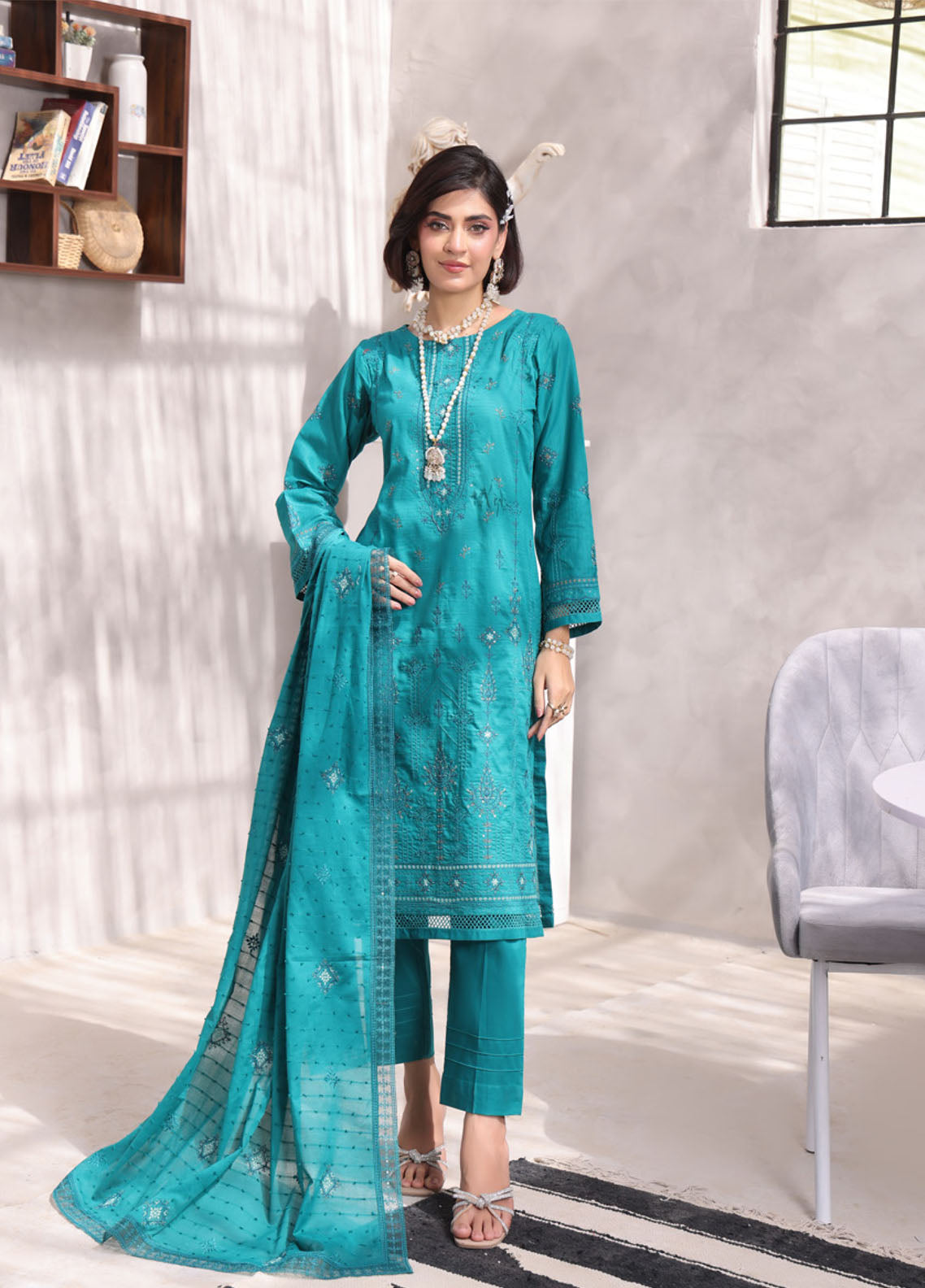 Parishae By Schick Dyed Embroidered Doriya Lawn 3 Piece Unstitched Suit SDH25PDED FED-04