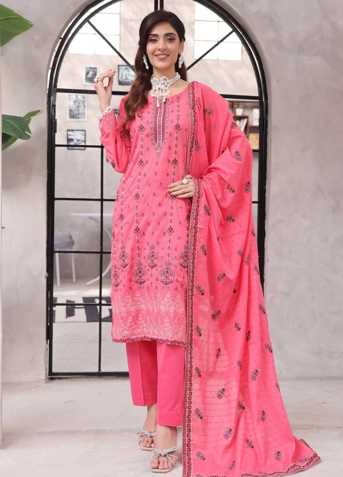 Parishae By Schick Dyed Embroidered Doriya Lawn 3 Piece Unstitched Suit SDH25PDED FED-07