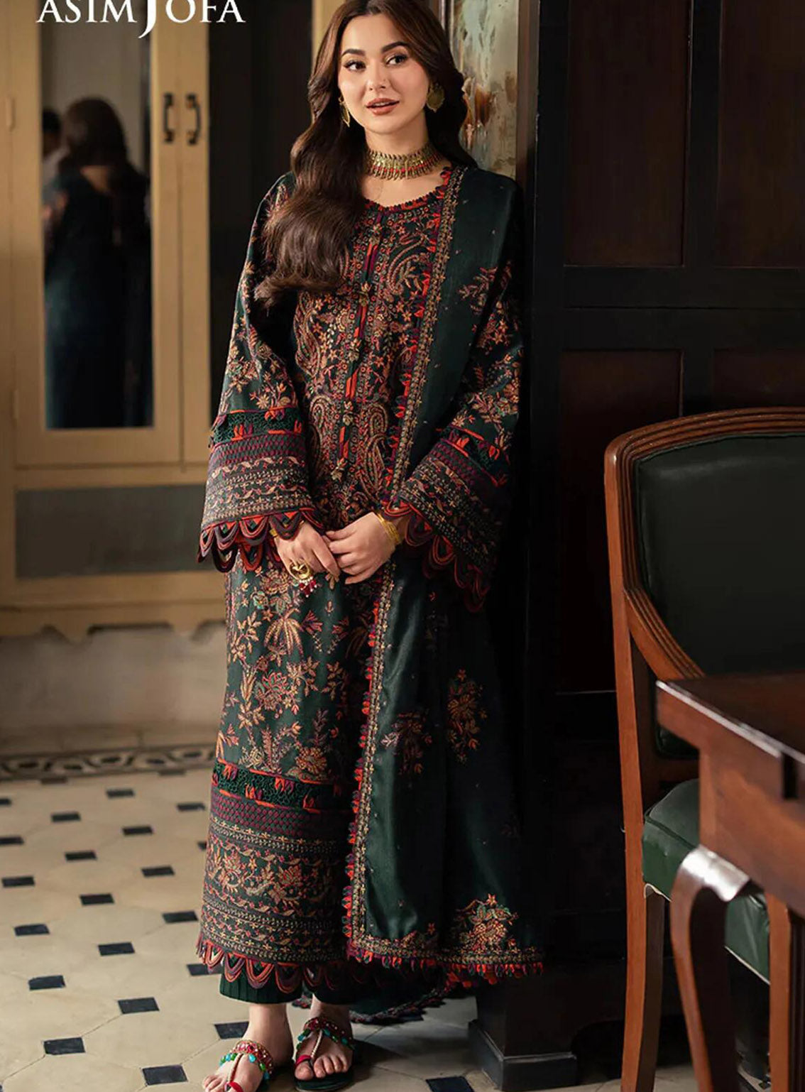 Pashmina By Asim Jofa Embroidered Self Twill 3 Piece Unstitched Suit AJ24PW AJKI-01
