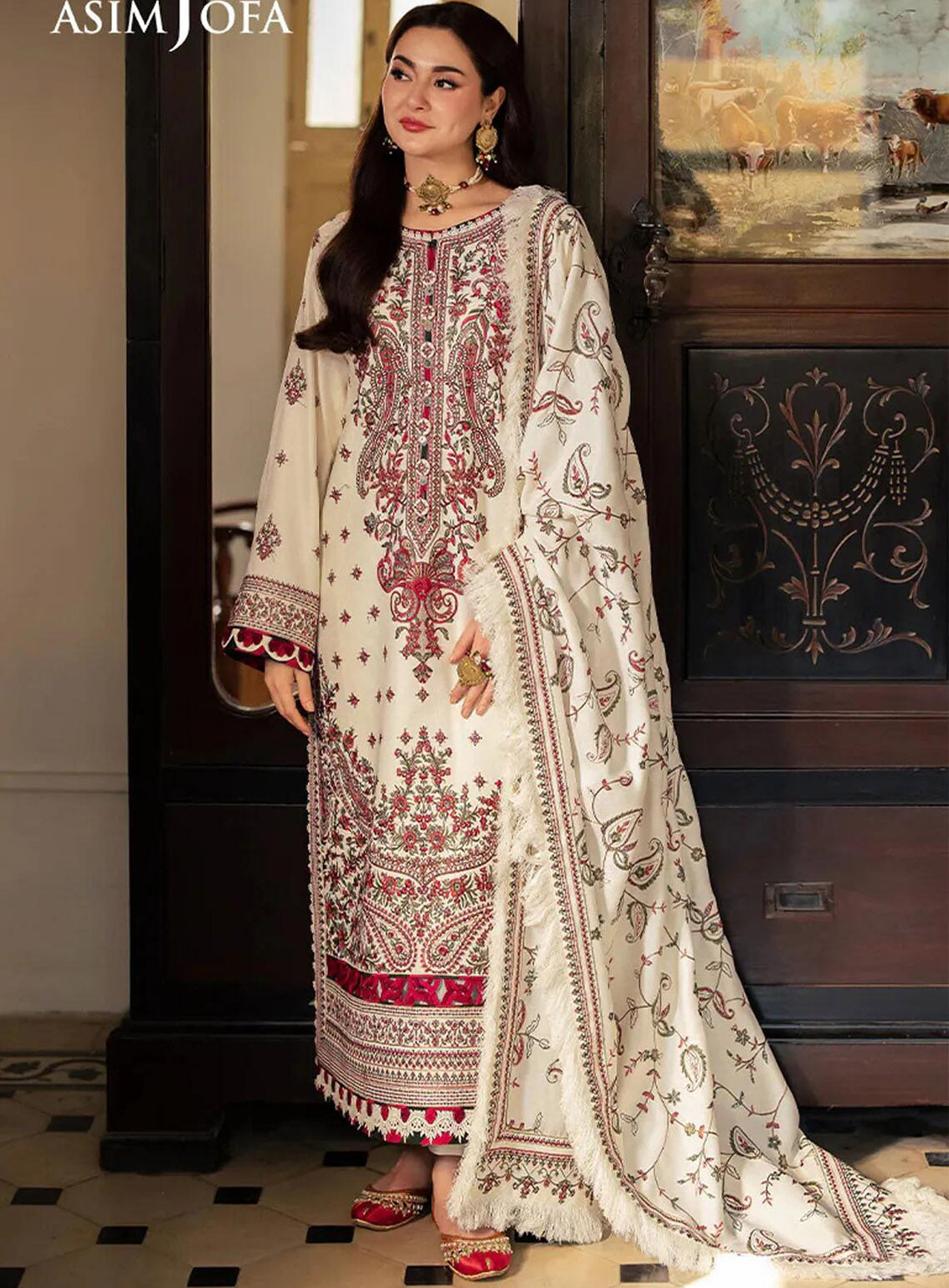 Pashmina By Asim Jofa Embroidered Self Twill 3 Piece Unstitched Suit AJ24PW AJKI-08