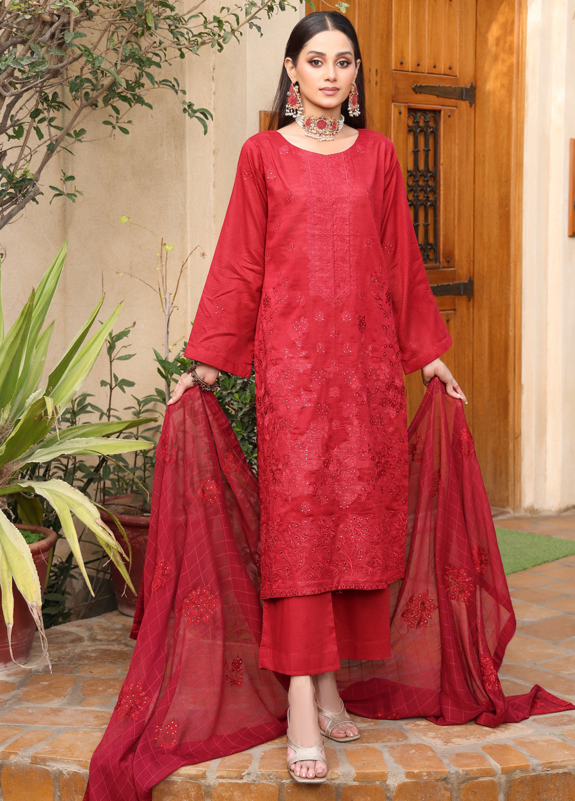 Patterns By Schick Embroidered Lawn 3 Piece Unstitched Suit SDH26PBC D-01