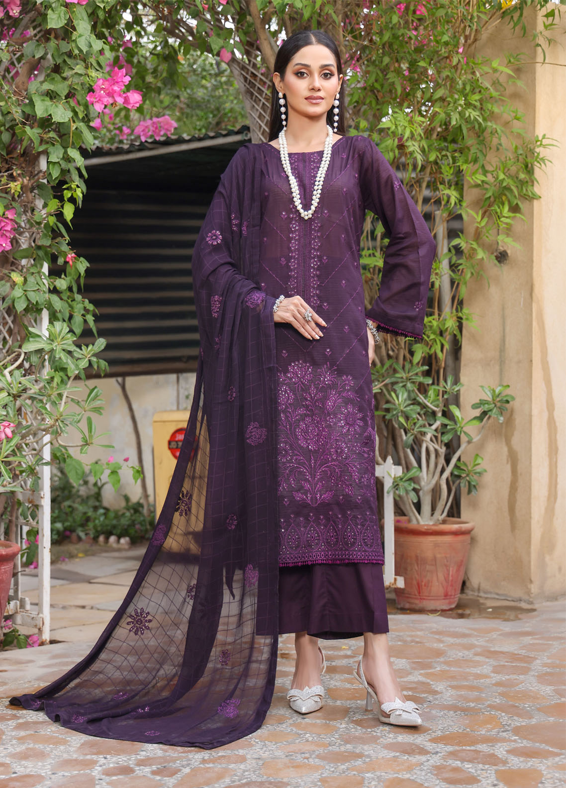 Patterns By Schick Embroidered Lawn 3 Piece Unstitched Suit SDH26PBC D-03