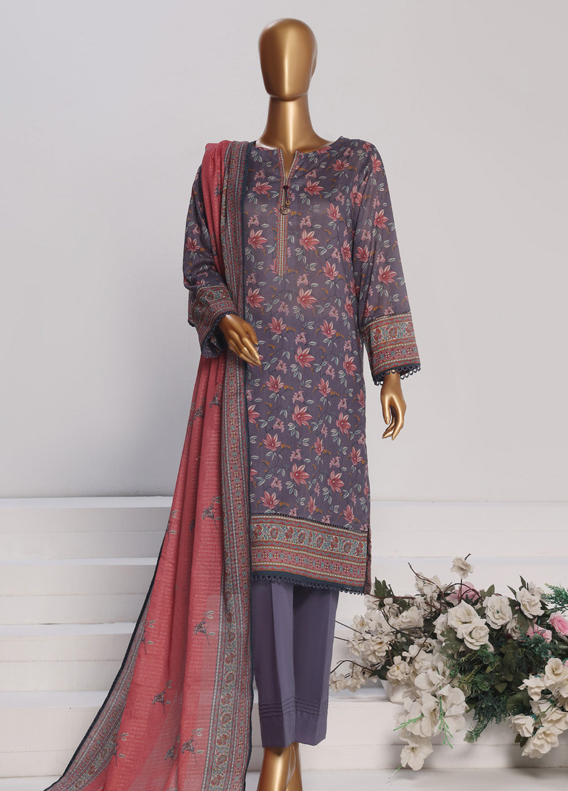 Platinum By HZ Textile Printed Lawn 3 Piece Unstitched Suit HZ25PDP PPC-174