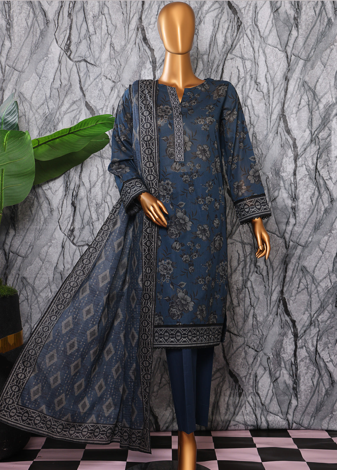 Platinum By HZ Textiles Digital Printed Lawn 3 Piece Unstitched Suit HZ25DPLV3 PPC-602
